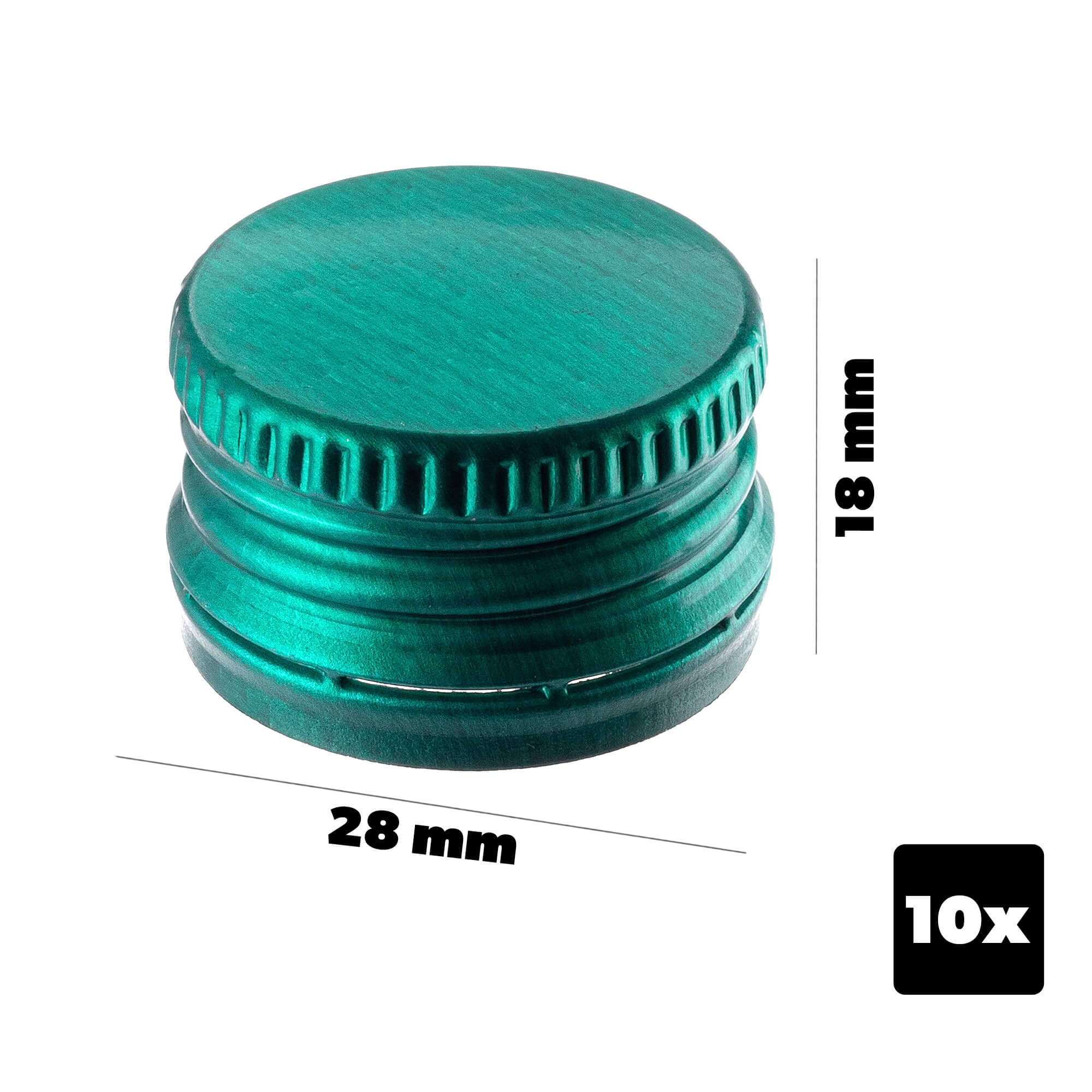 Aluminiowa zakrętka do butelek Annot fi 28mm zielona 10 szt.