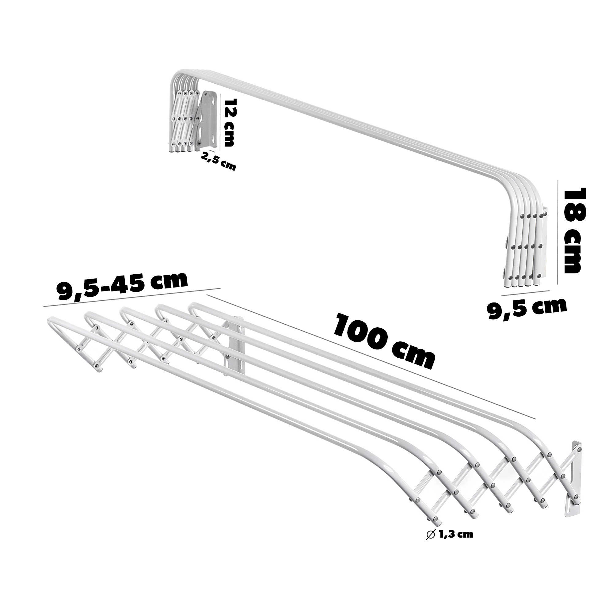 Suszarka ścienna harmonijkowa Brede 100 cm 5m