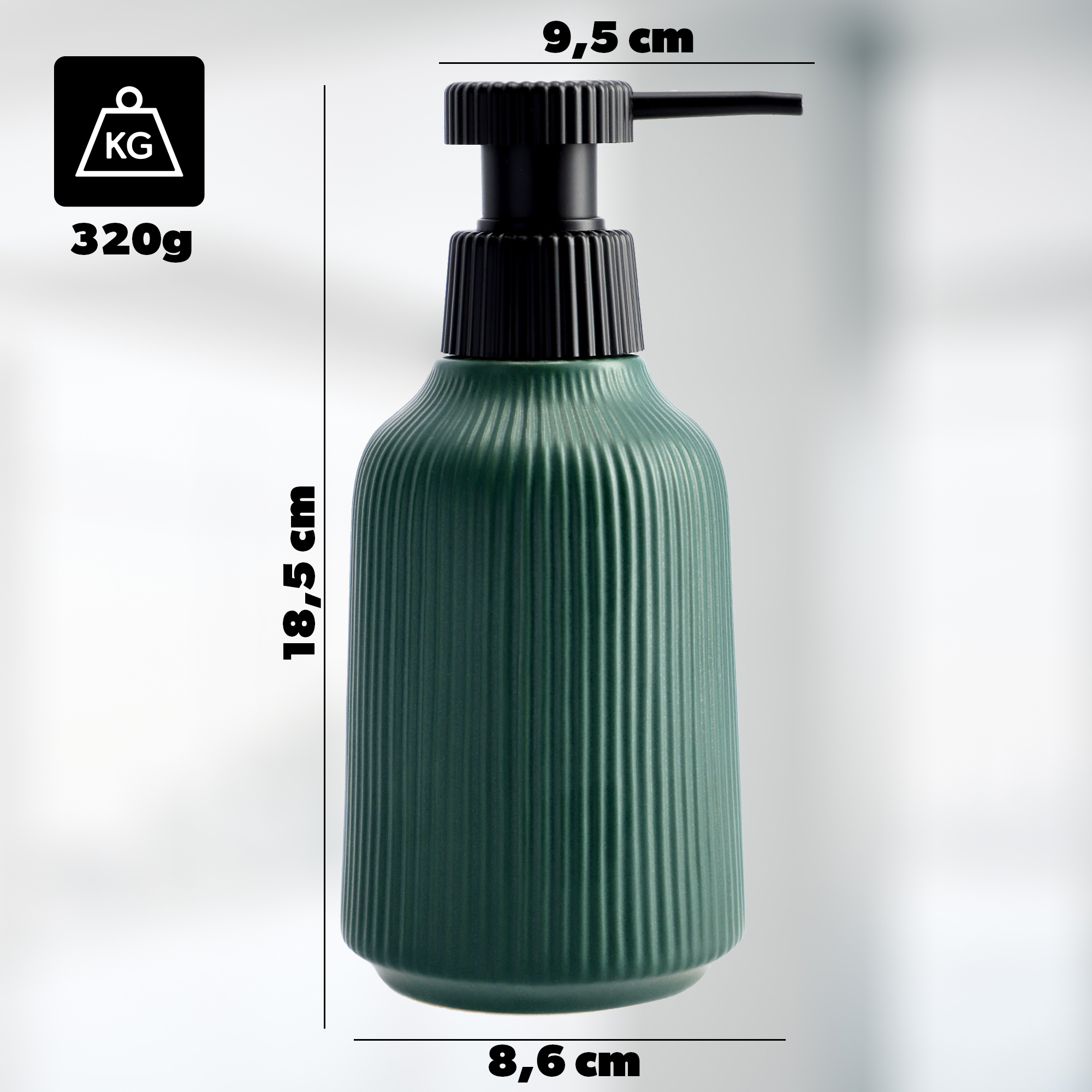 Zestaw łazienkowy Mataro szczotka do WC + dozownik na mydło, zielony