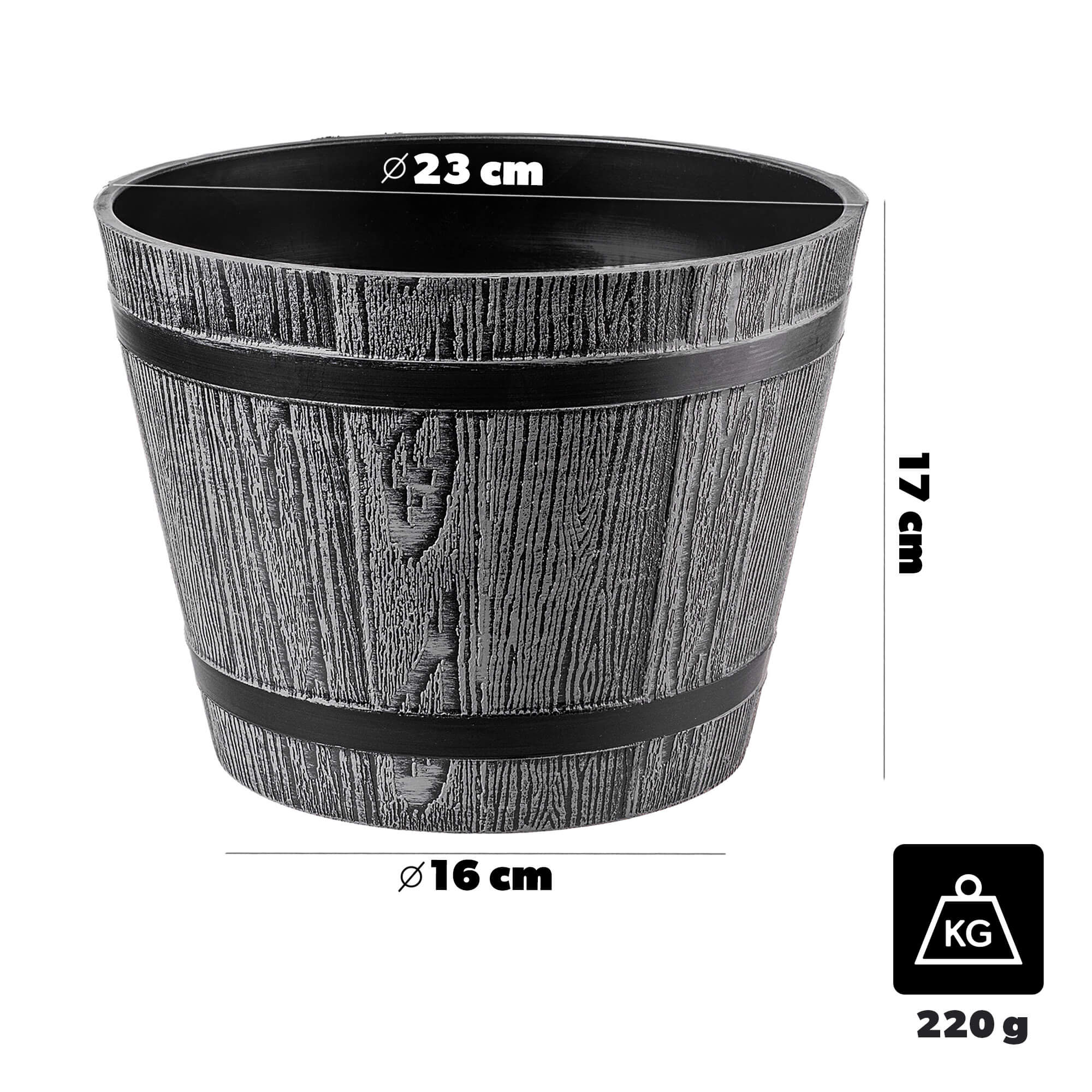 Donica na kwiaty Sori 23 cm, ciemny szary