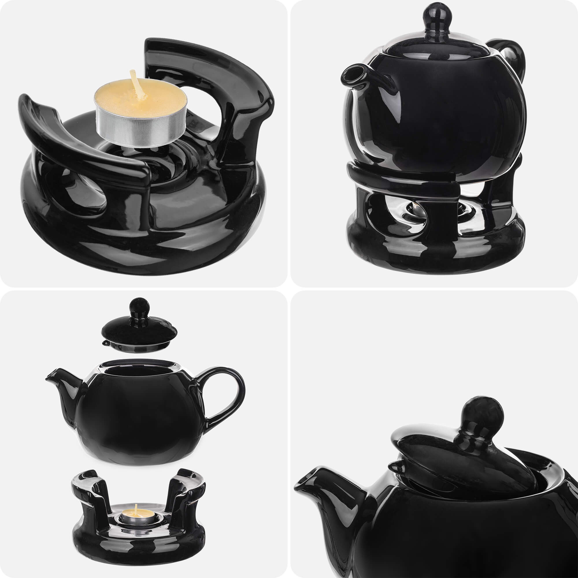 Dzbanek ceramiczny z podgrzewaczem Irais 1L czarny