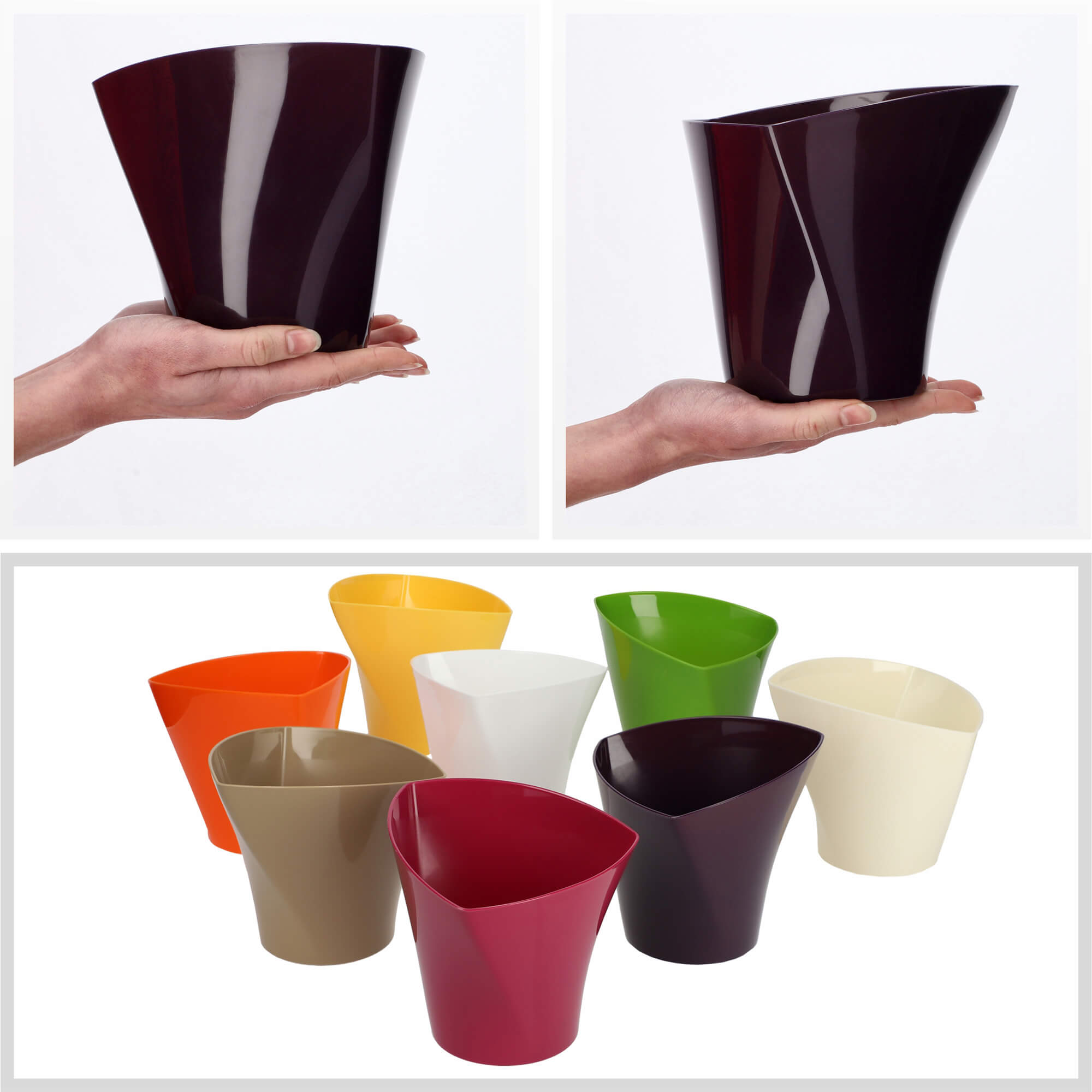Doniczka asymetryczna 17 cm, śliwkowa