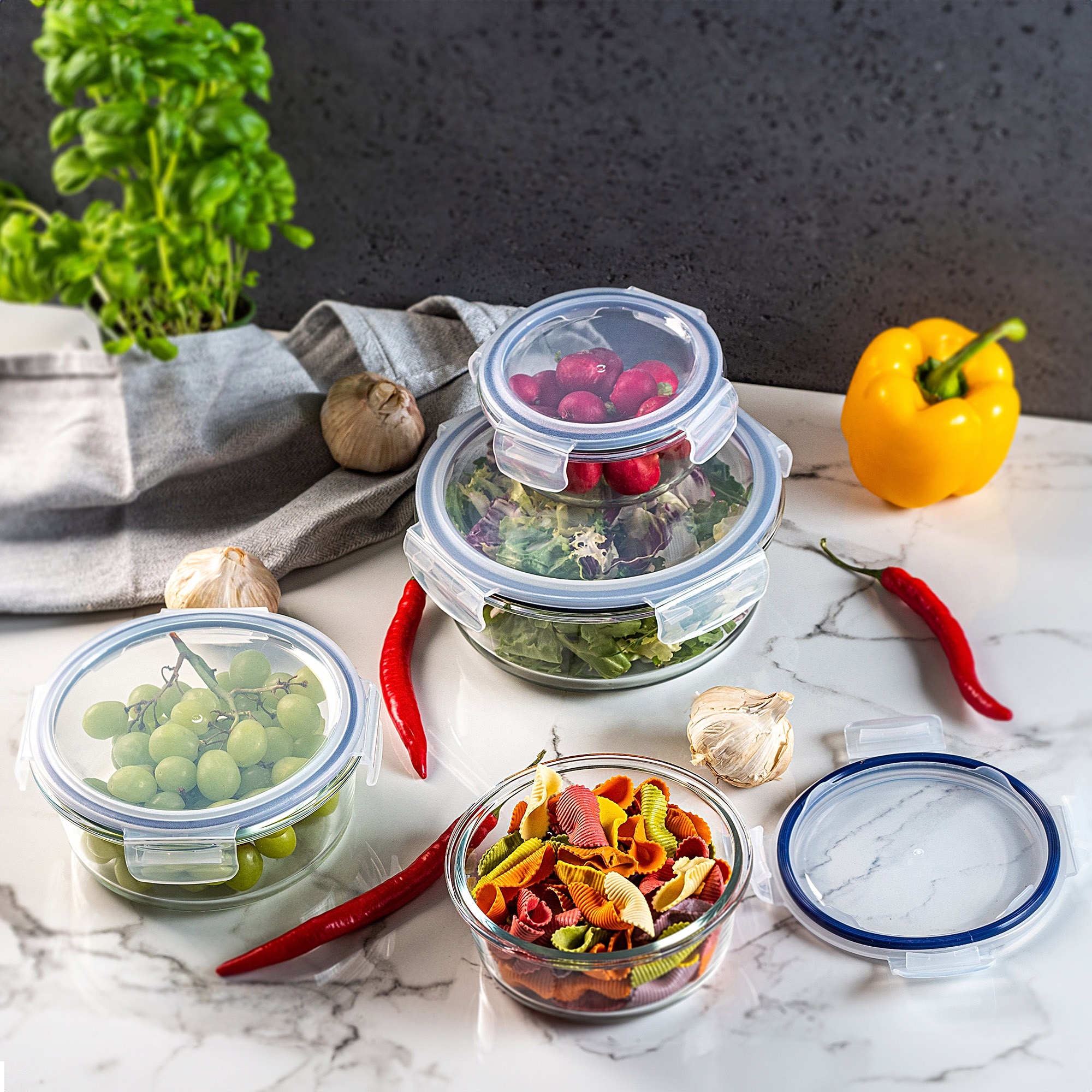 Szklany pojemnik na żywność Athie 1300ml okrągły