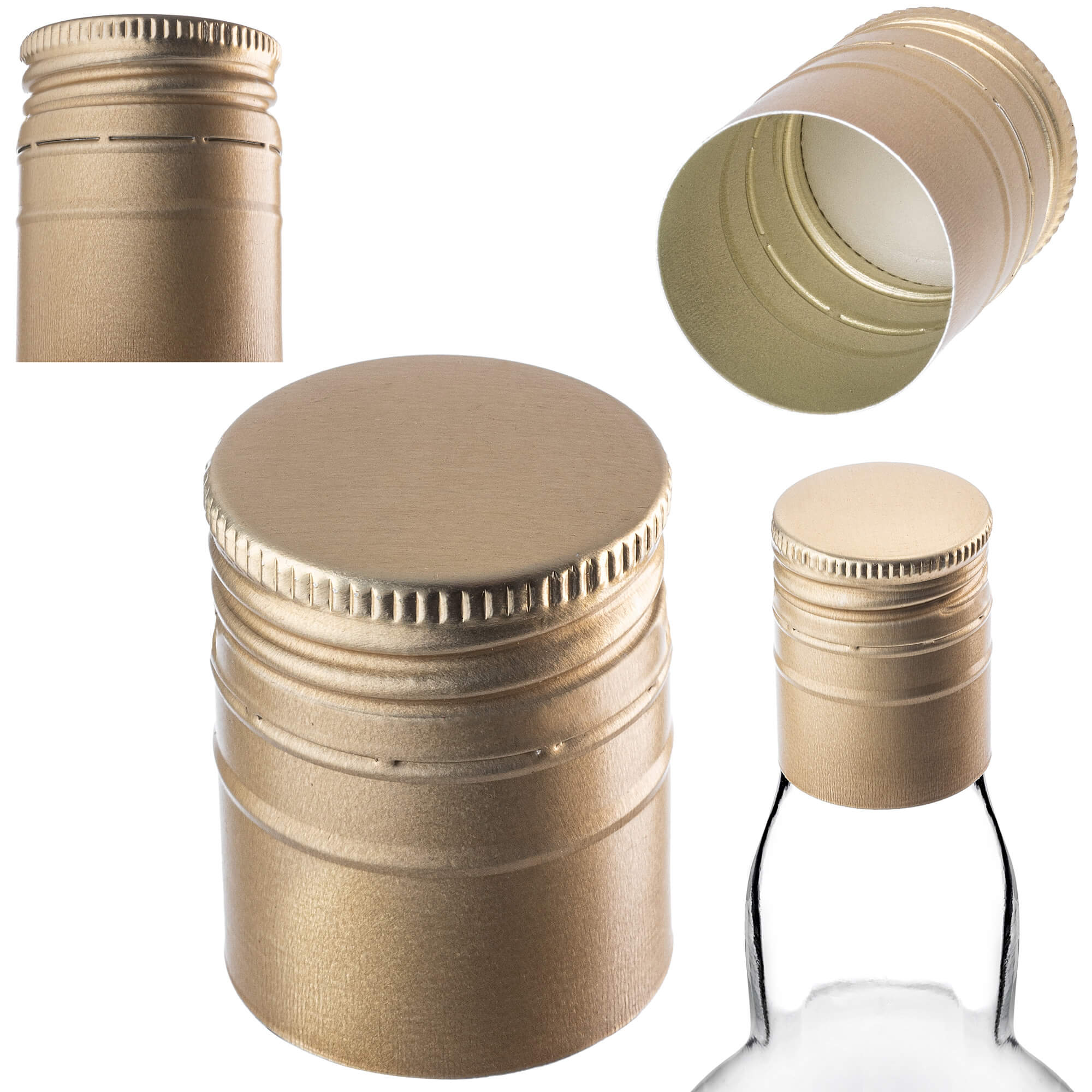 Aluminiowa zakrętka do butelek Annot fi 28mm długa złota 100 szt.