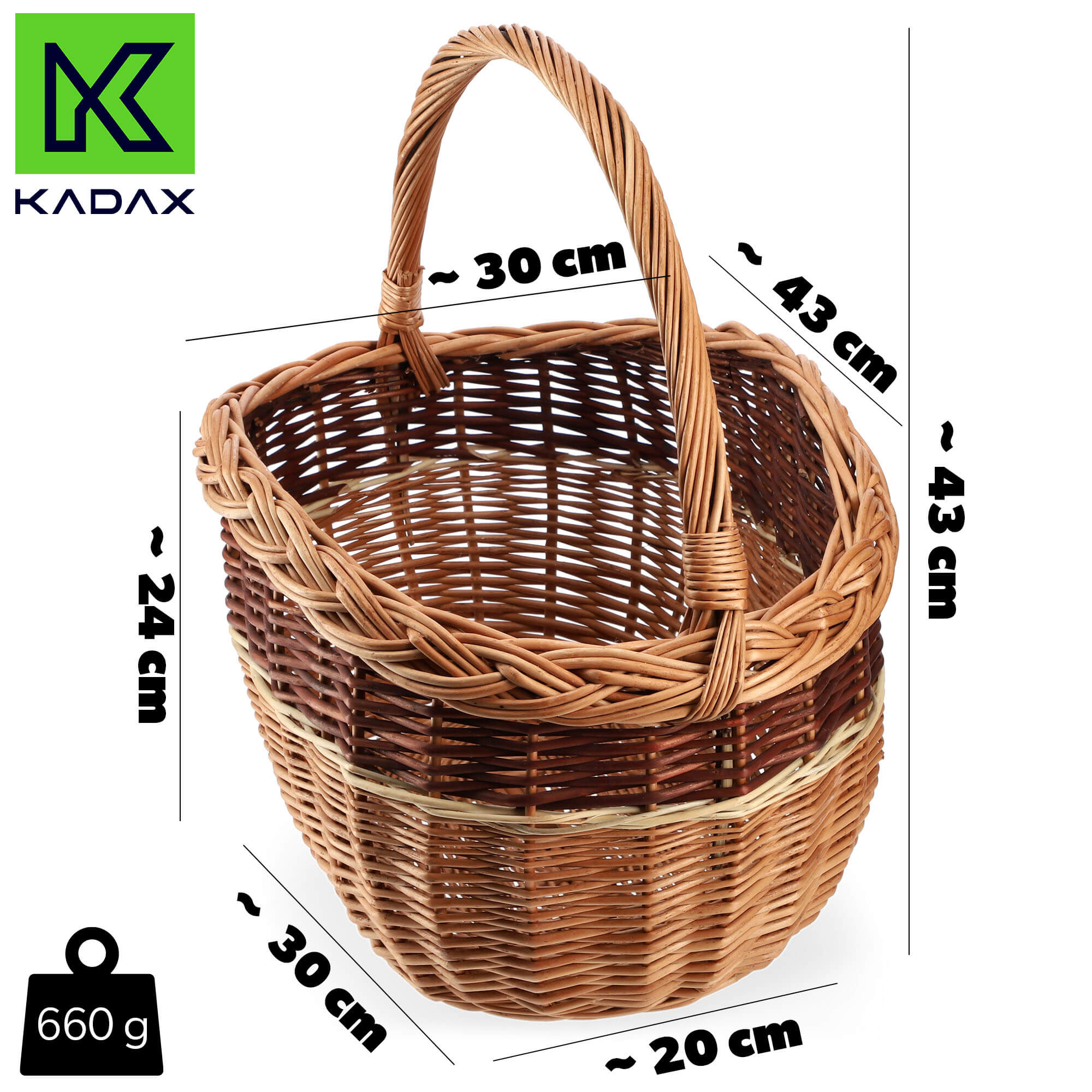 Kosz wiklinowy Anfo 43 x 30 cm, naturalny