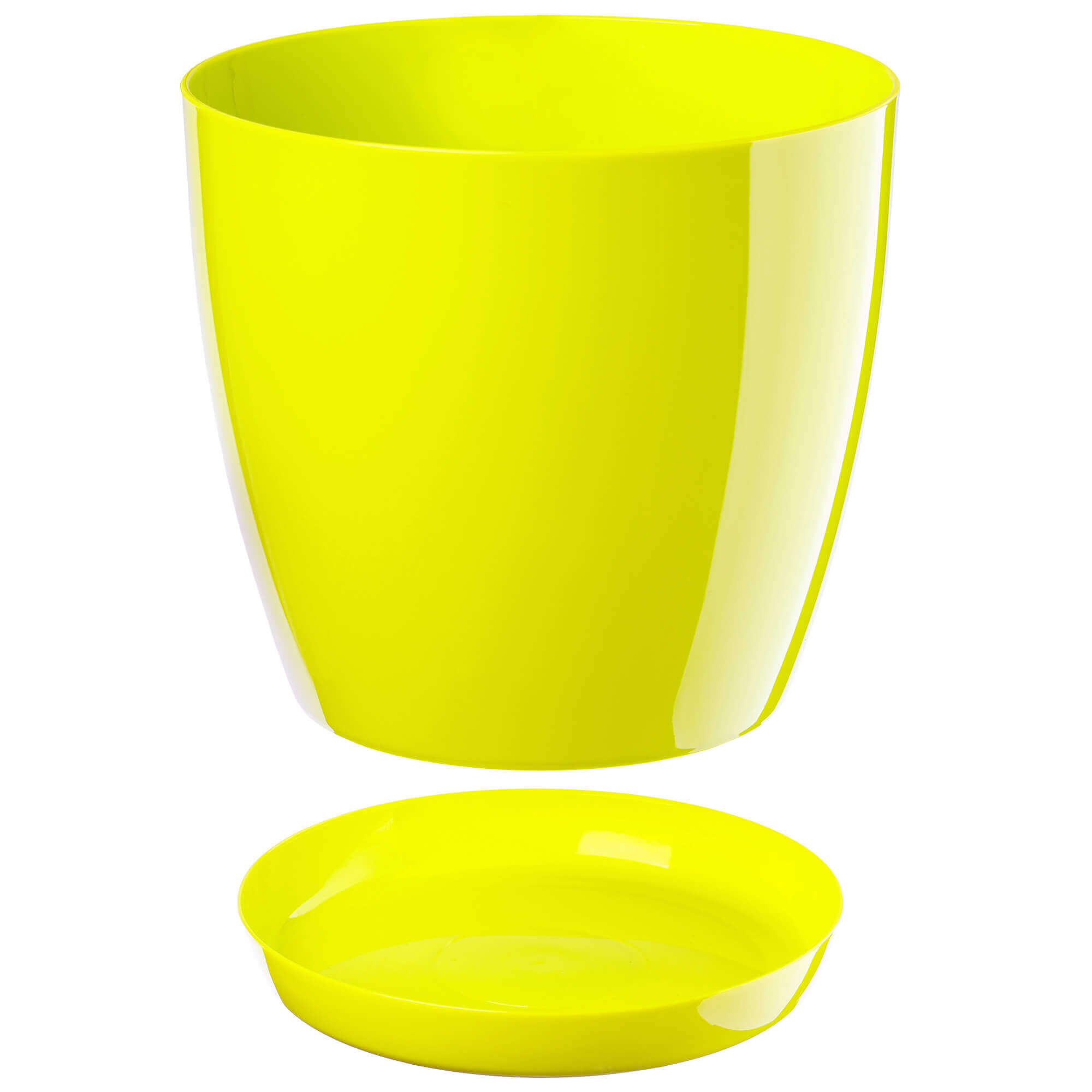 Doniczka na kwiaty z podstawką 12 cm, limonkowa