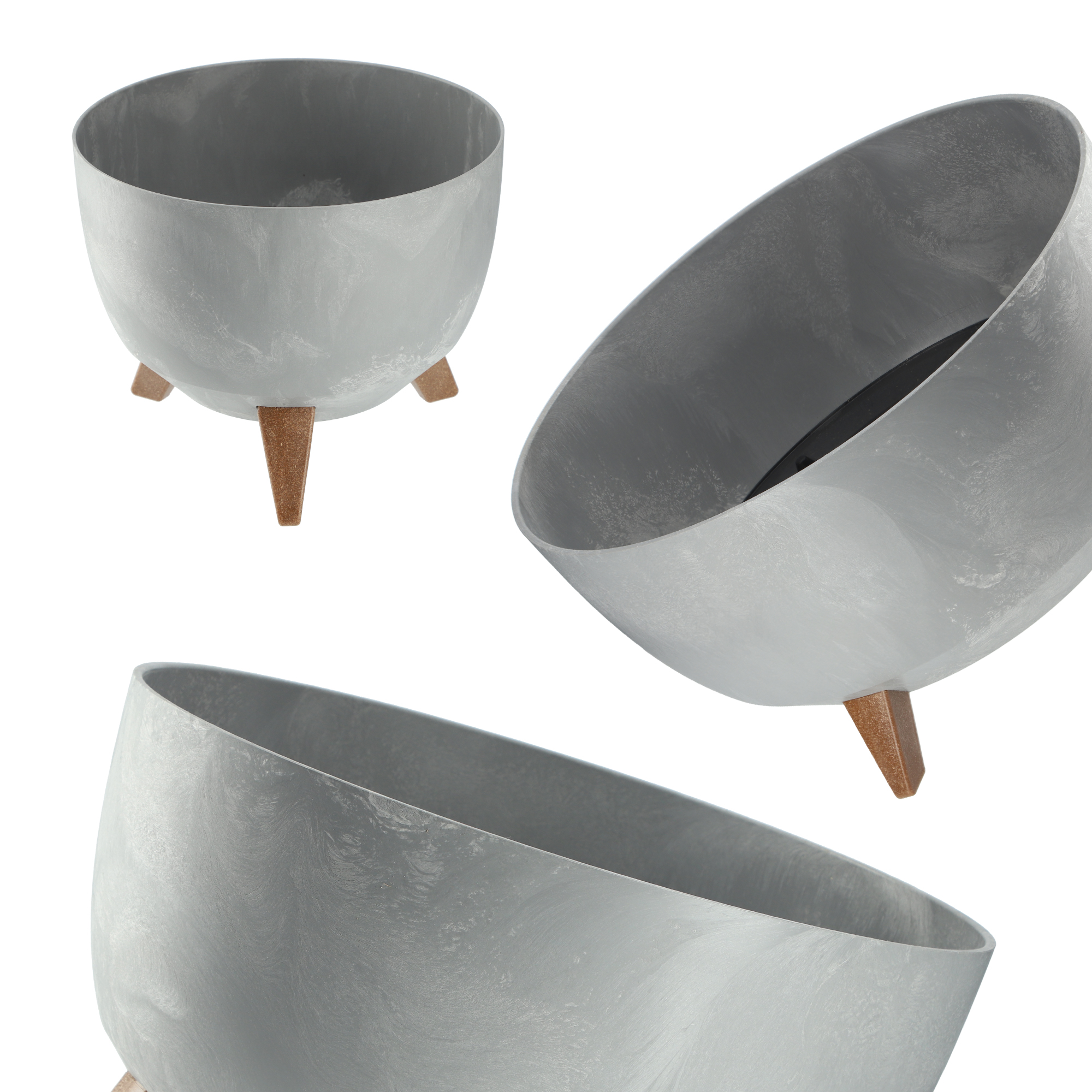Misa na kwiaty z nóżkami Mably 24 cm szary beton