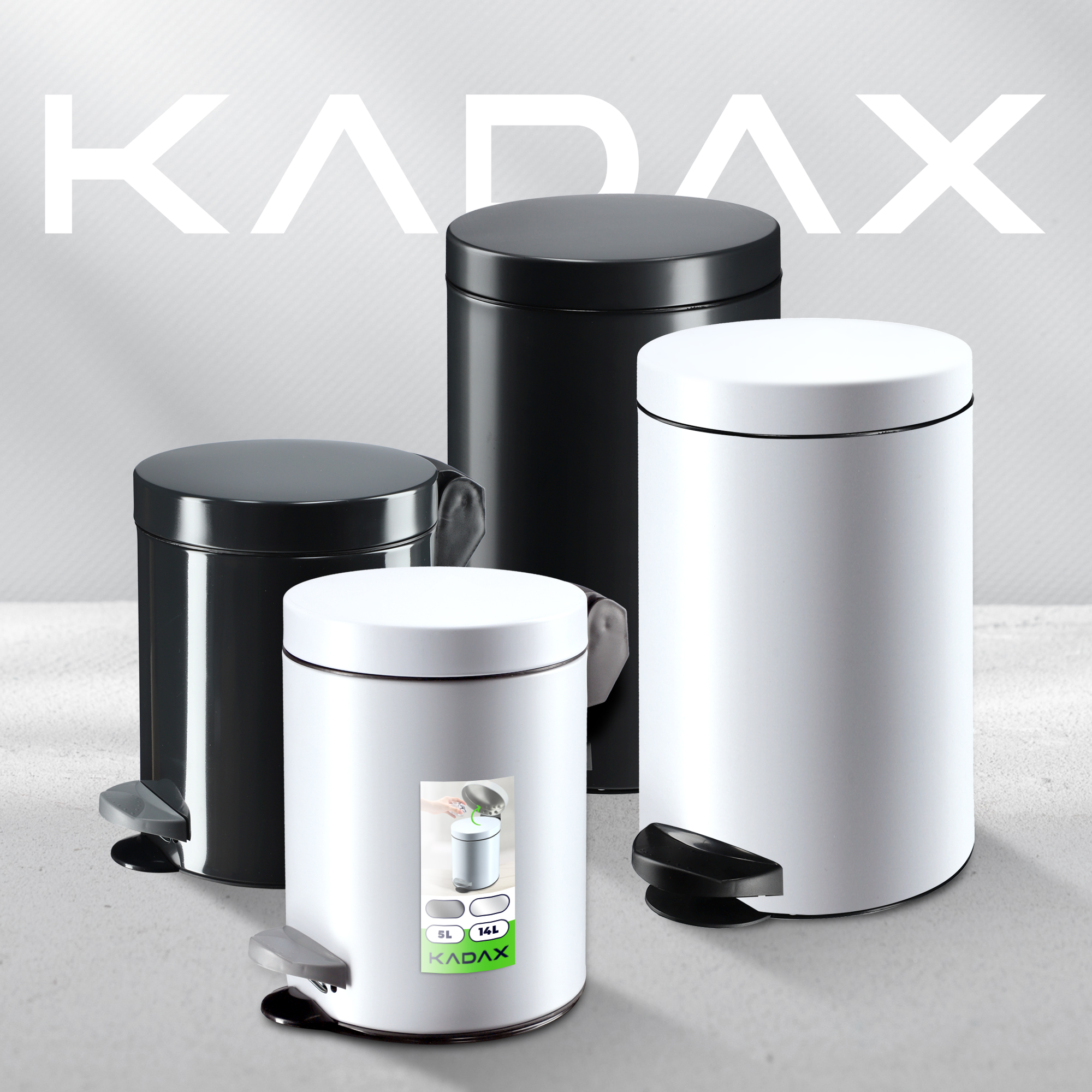 Stalowy kosz na śmieci Melfi 14L, czarny