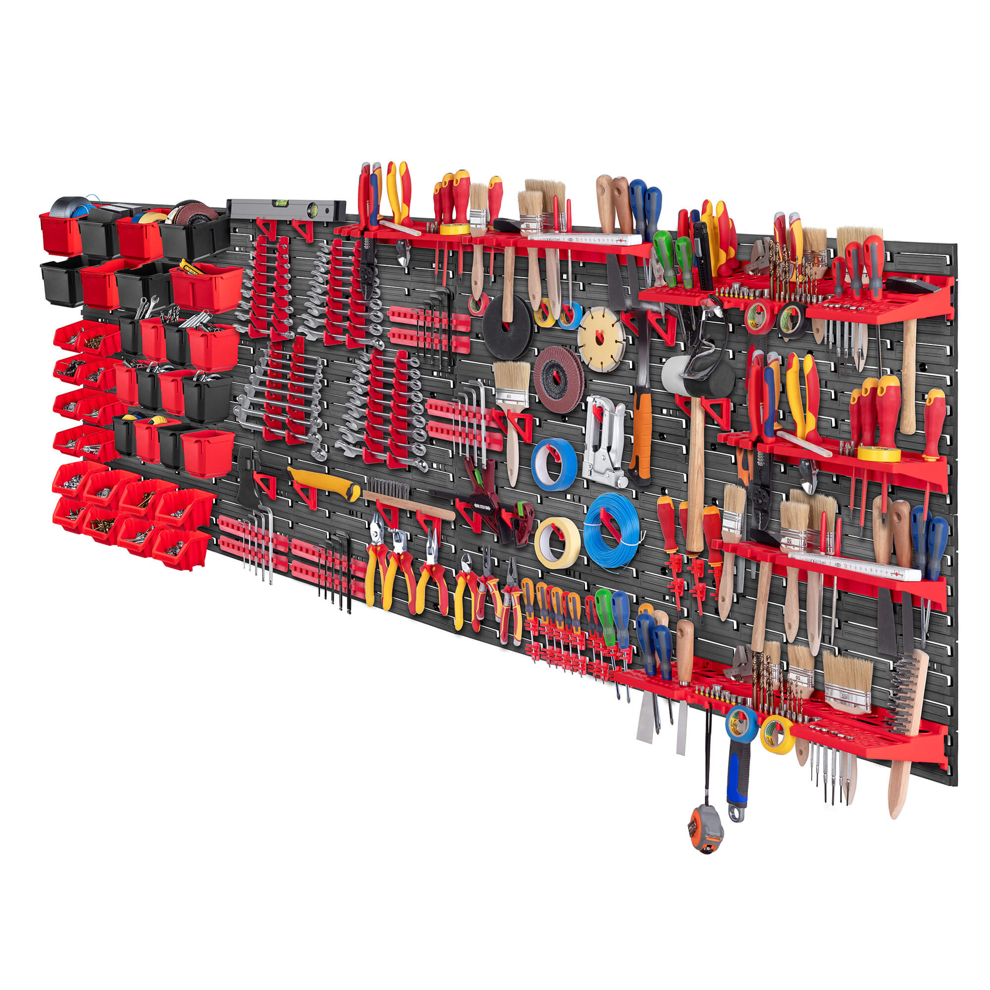 Tablica warsztatowa Lokke 122 elementy 232 x 78 cm, czerwona