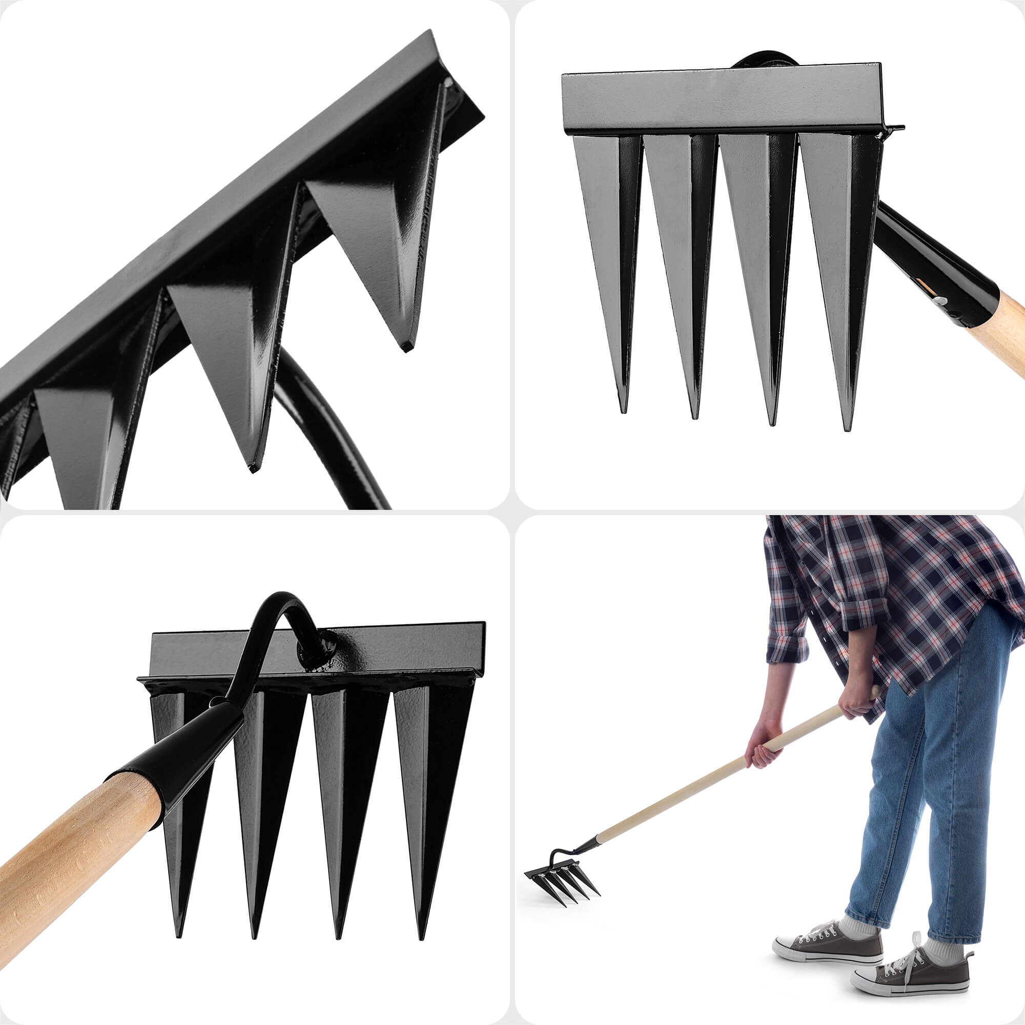 Motyczka do pielenia Fontelo 4-zębna z trzonkiem drewnianym