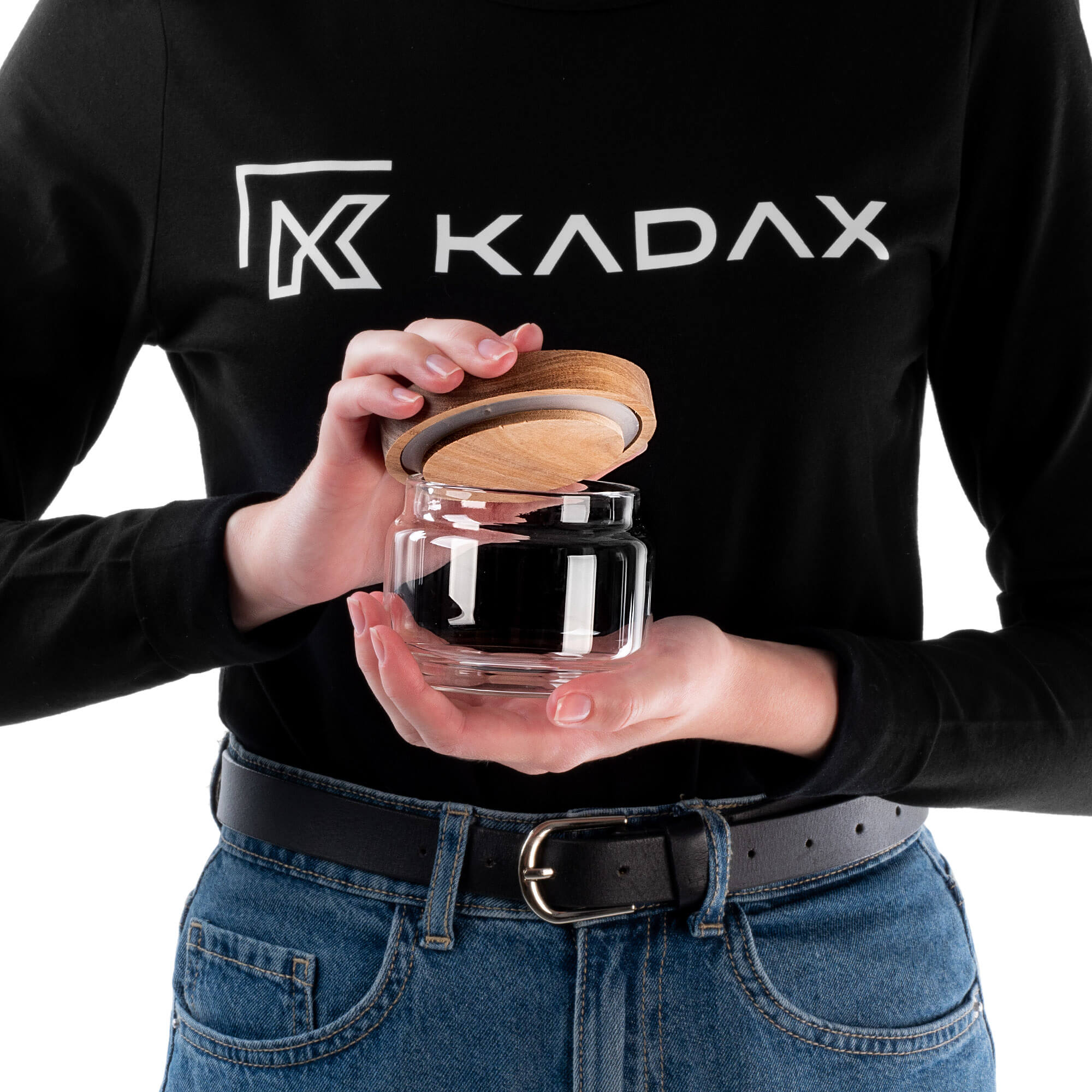 Pojemnik szklany na żywność Rucce z drewnianą pokrywką 250ml