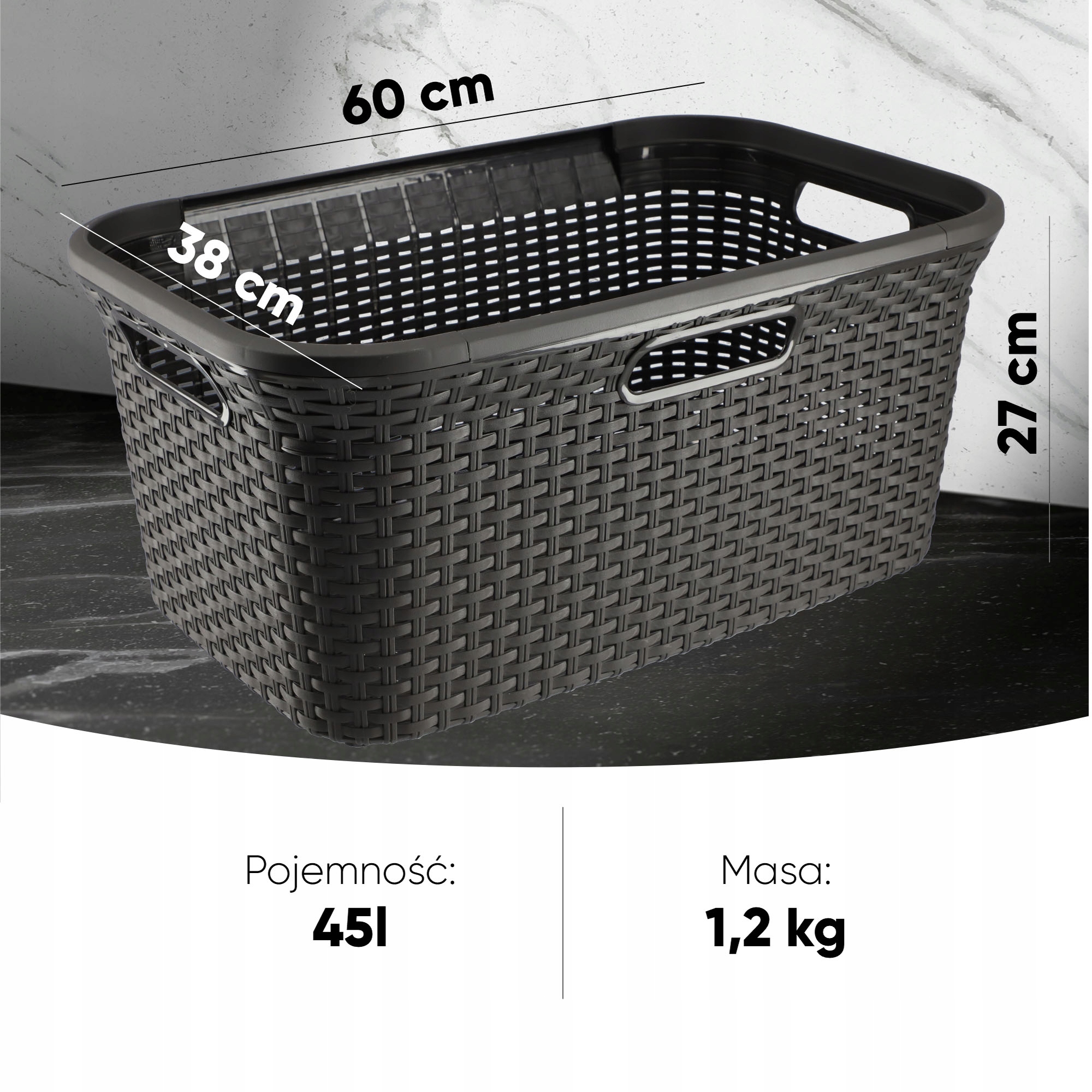 Kosz z pokrywą 60L + pojemnik 45L Curver Natural Style brązowy