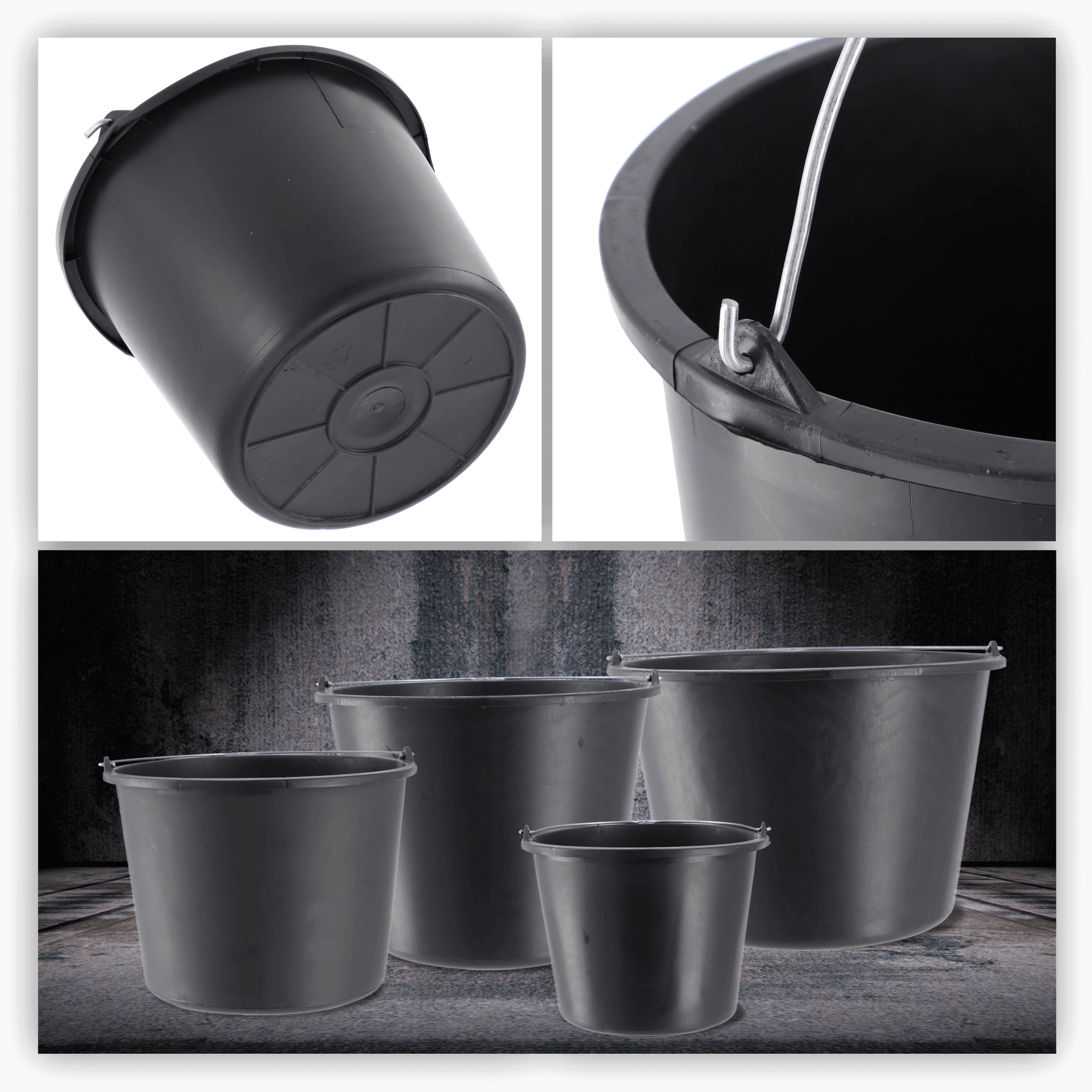 Wiadro budowlane Bado 5L, czarne 15 szt.