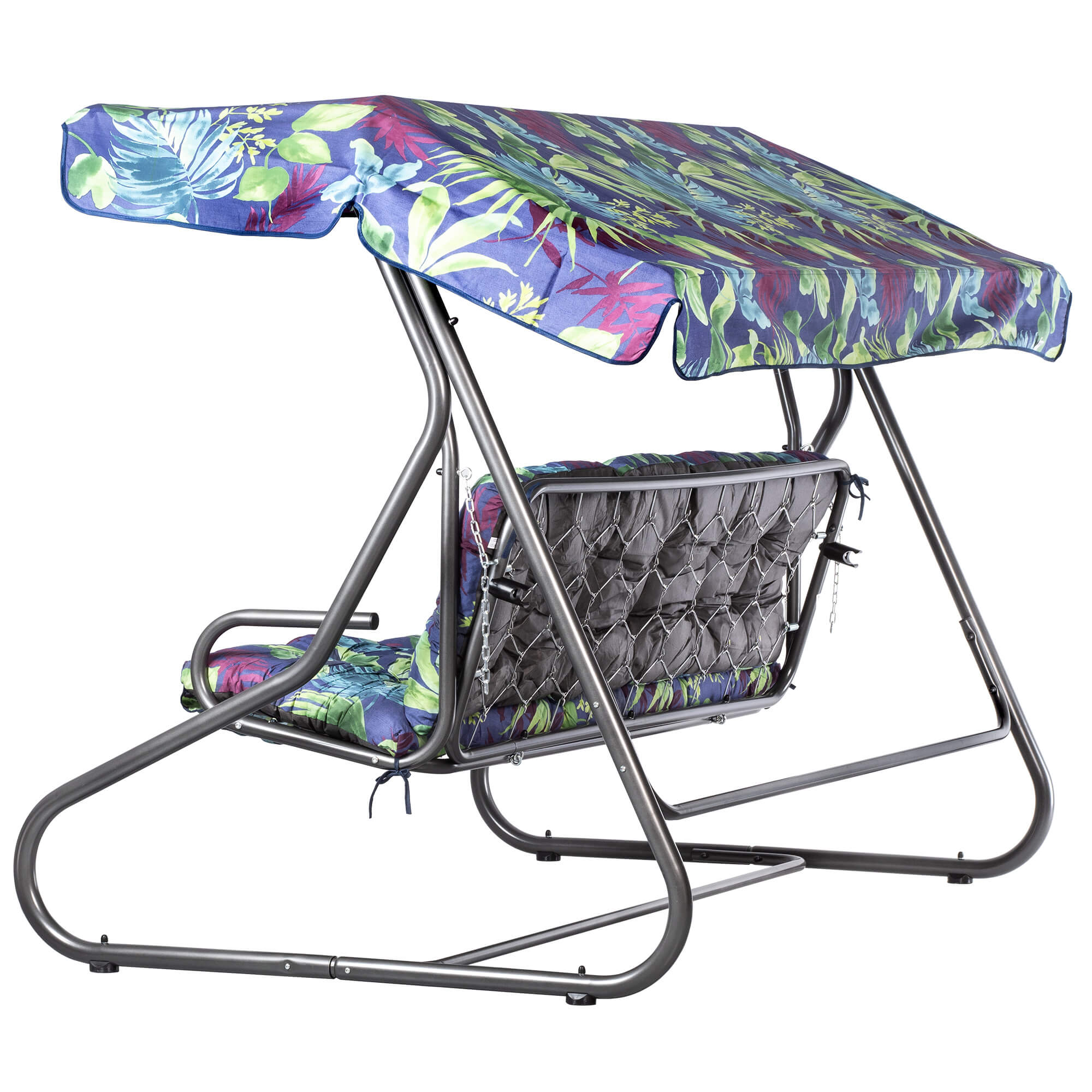 Huśtawka ogrodowa z daszkiem 208 x 159 cm, liście