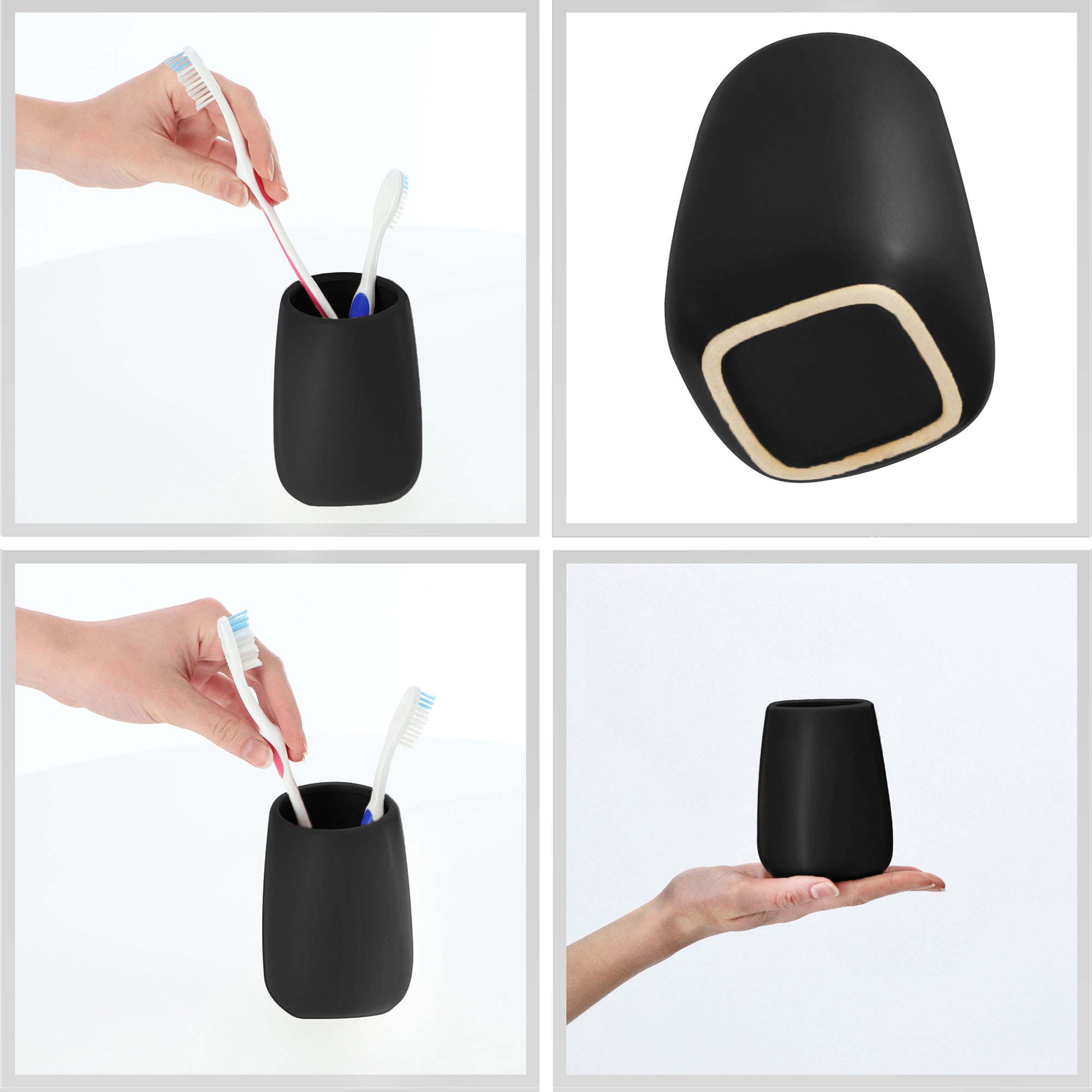 Zestaw łazienkowy szczotka WC + kubek + dozownik, czarny