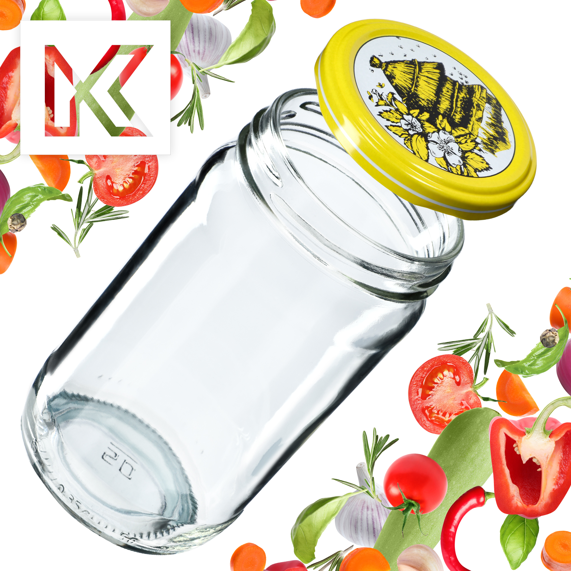 Słoiki na przetwory Gera 350ml 50szt 66mm + wieczka "Pszczoły"
