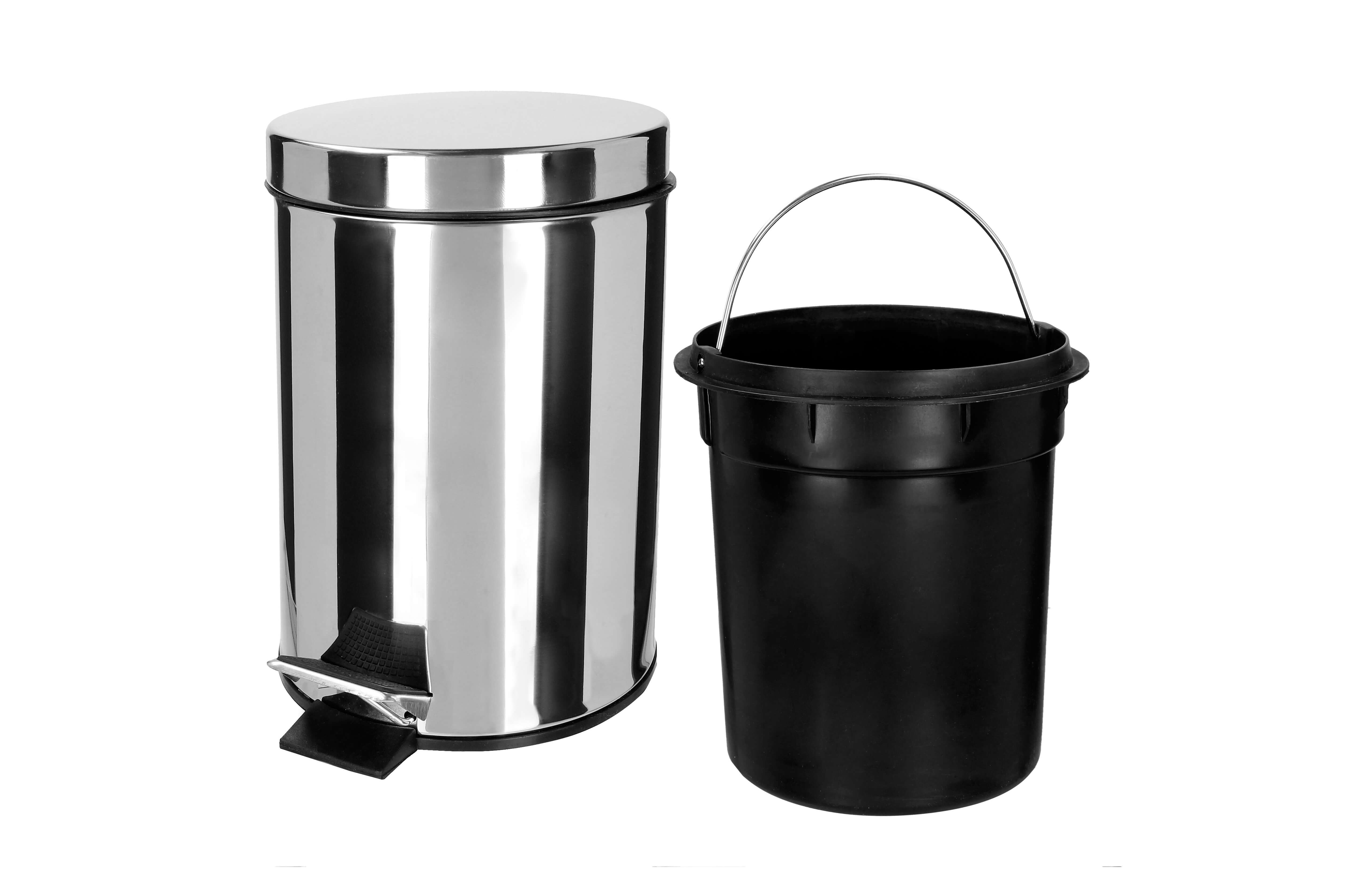 Stalowy kosz na śmieci otwierany na pedał 5L