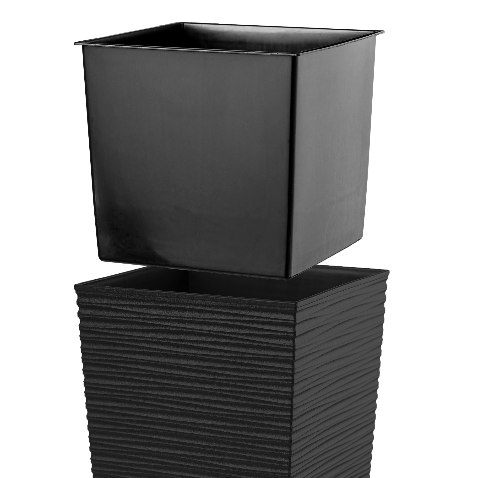 Donica na kwiaty z wkładem Tuluza dłuto 30 cm, czarna