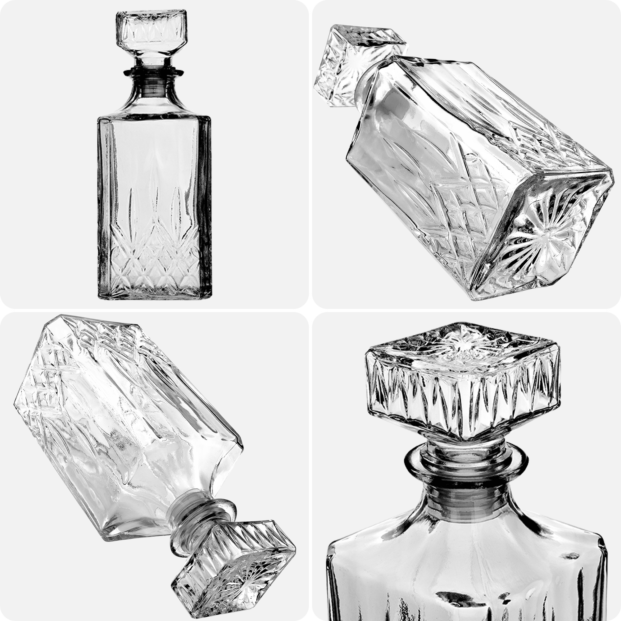 Karafka szklana Moutier na whisky z korkiem 0.85L 6szt