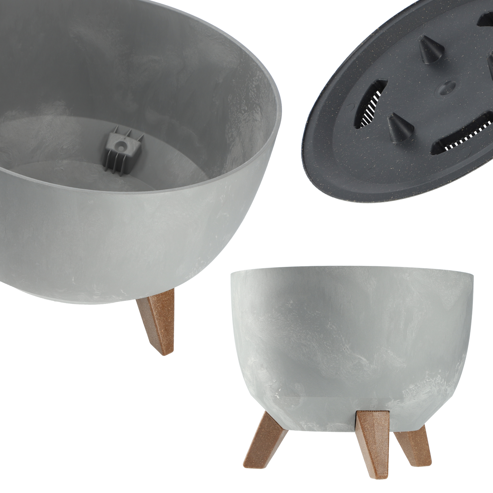 Misa na kwiaty z nóżkami Mably 47 cm szary beton