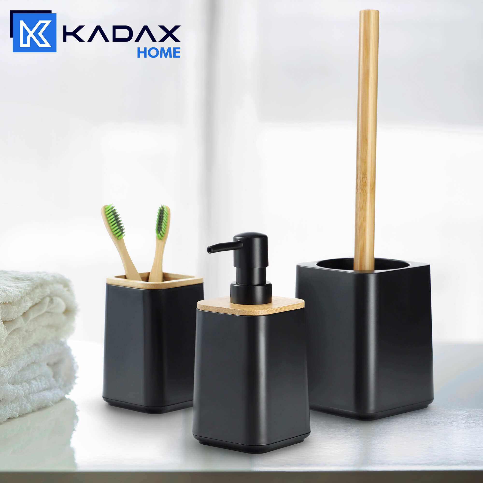 Bambusowa szczotka WC Carrara, czarna