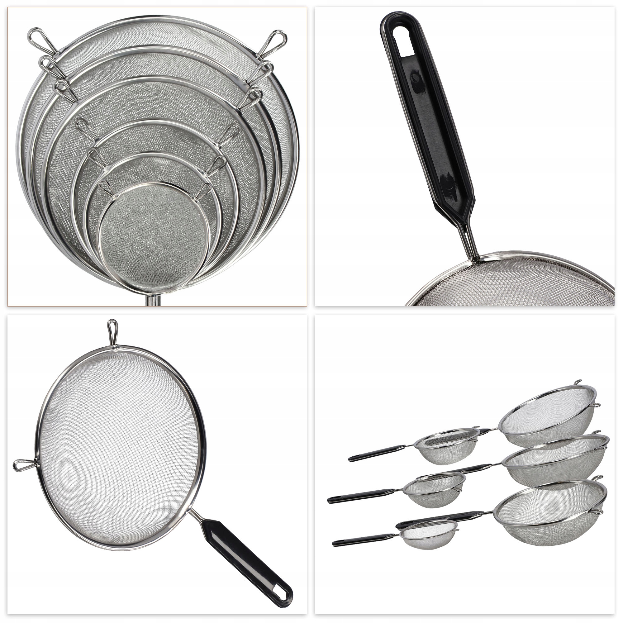 Sitko kuchenne nierdzewne 10 cm, antracyt