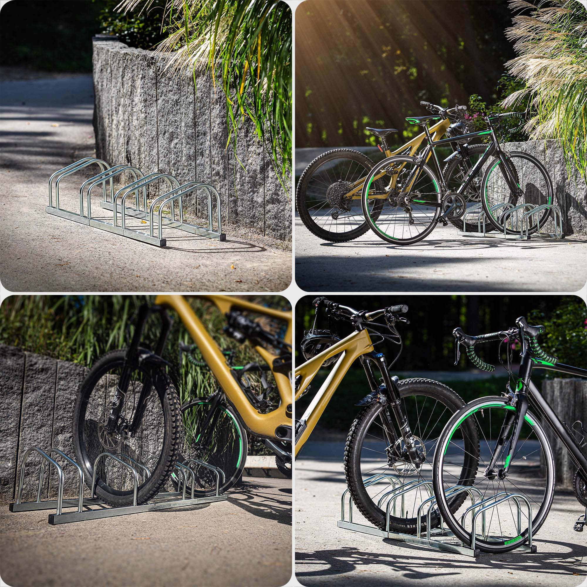 Stojak na rowery Lemerie 4-stanowiskowy stalowy srebrny