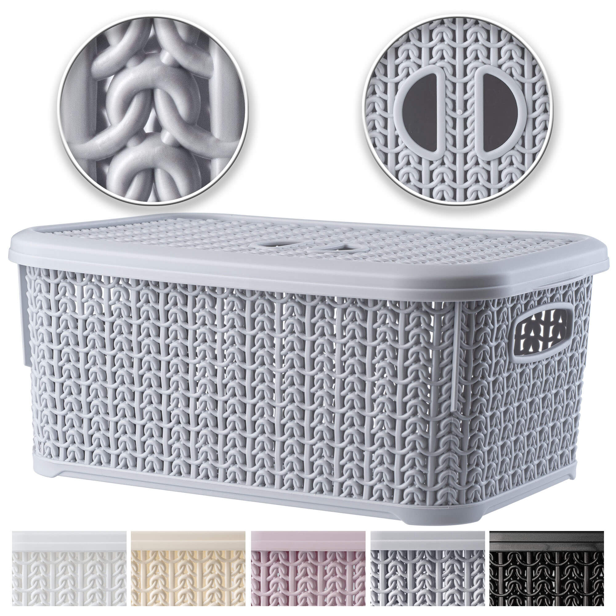 Koszyk z pokrywką 6L, szary