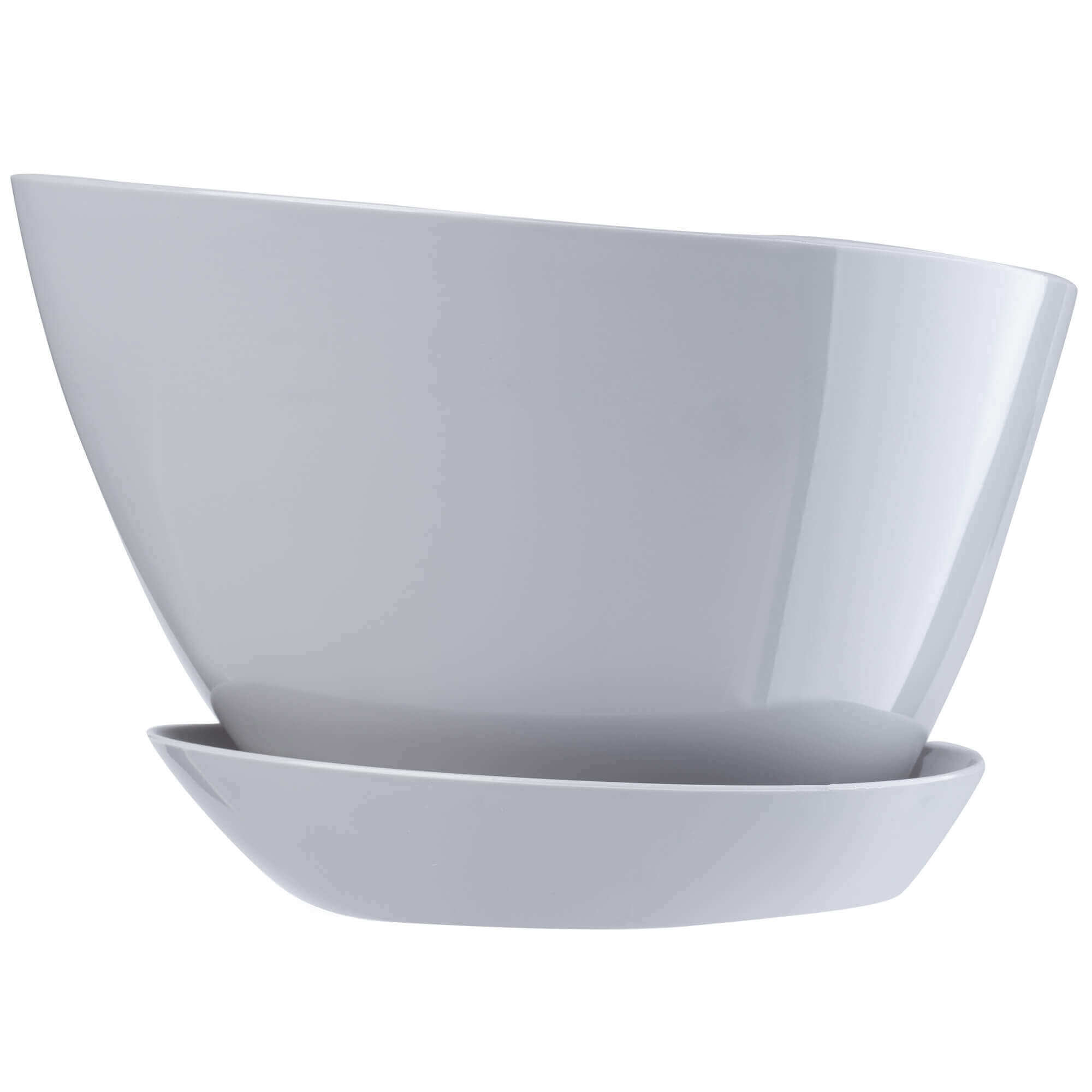 Doniczka trójkątna z podstawką 23 x 16 cm, szara