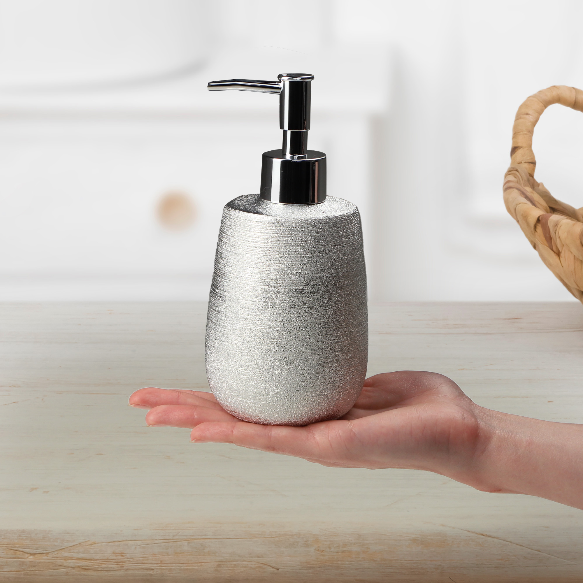 Dozownik na mydło Bari, srebrny