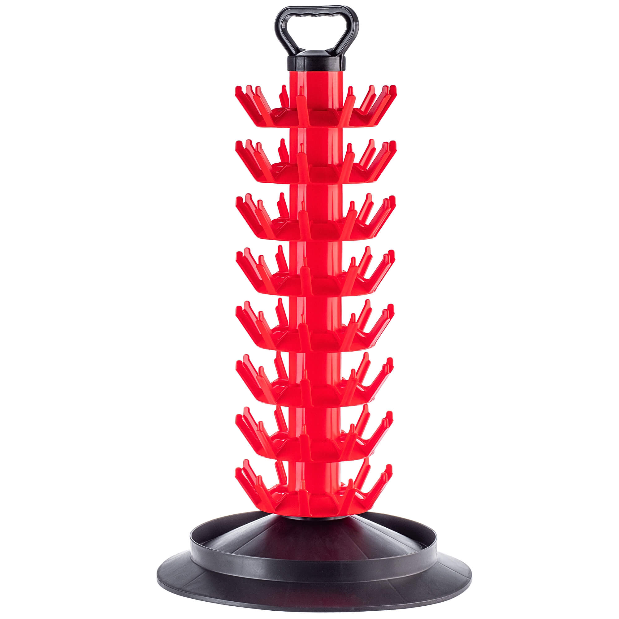 Suszarka ociekacz do butelek Nusco na 80 sztuk z uchwytem czerwony