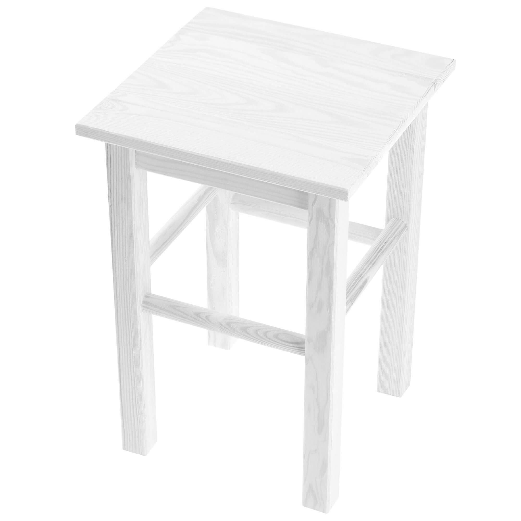 Taboret drewniany Rena 44x30 cm kwadratowy biały