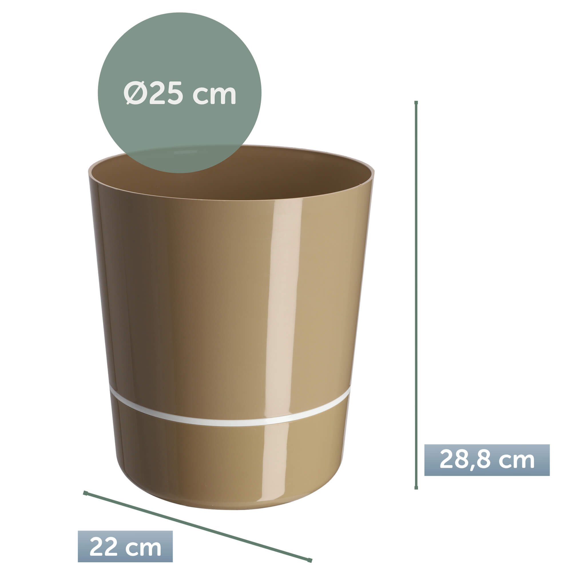Doniczka na kwiaty okrągła Chisa 25 cm, beżowa