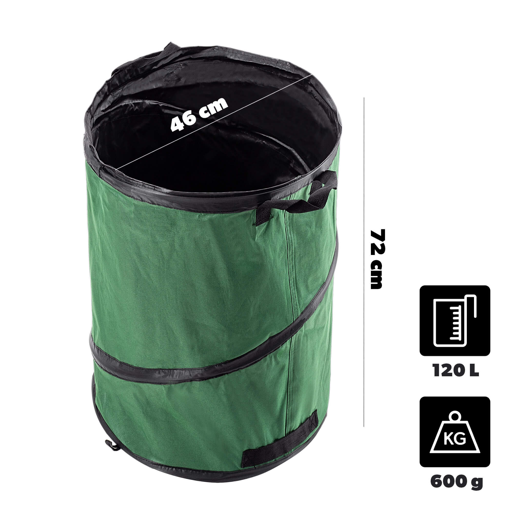 Składany kosz ogrodowy Vermenton 120L zielony