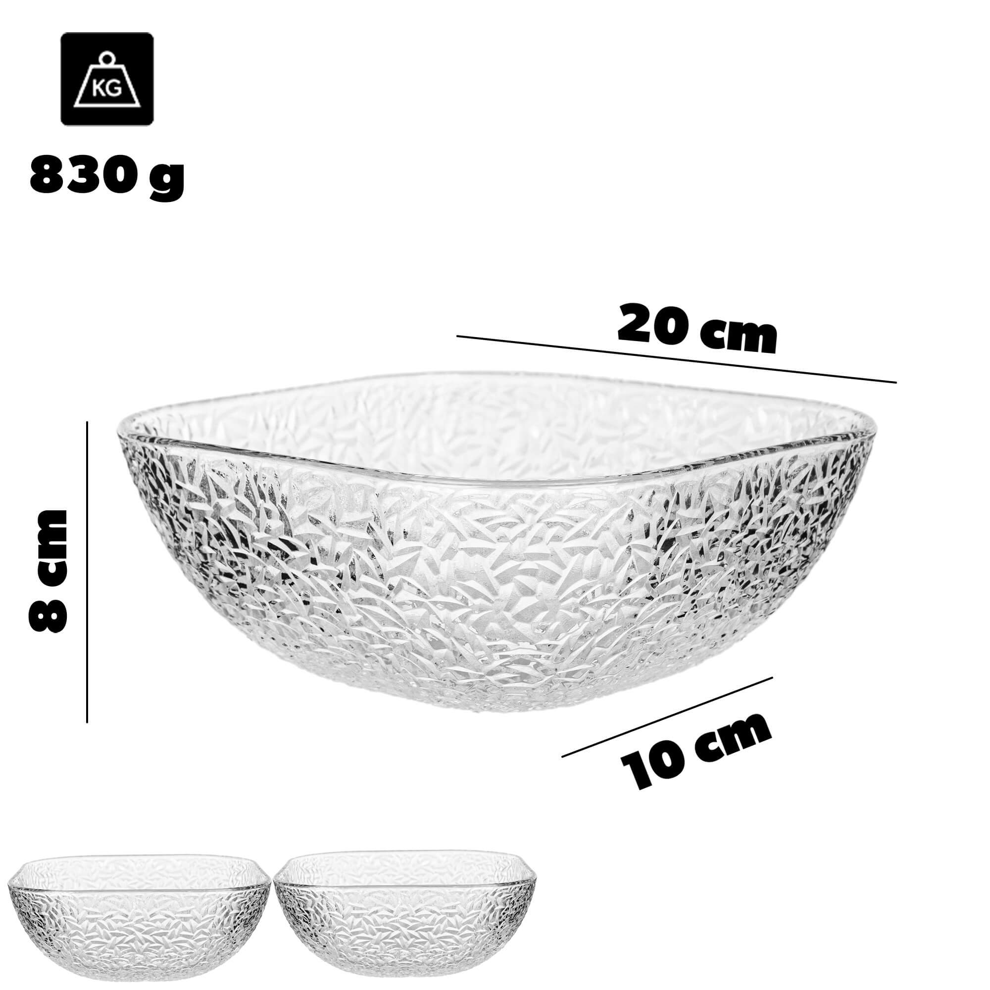 Salaterka szklana Venosa 20 cm wzór lód 3 szt.