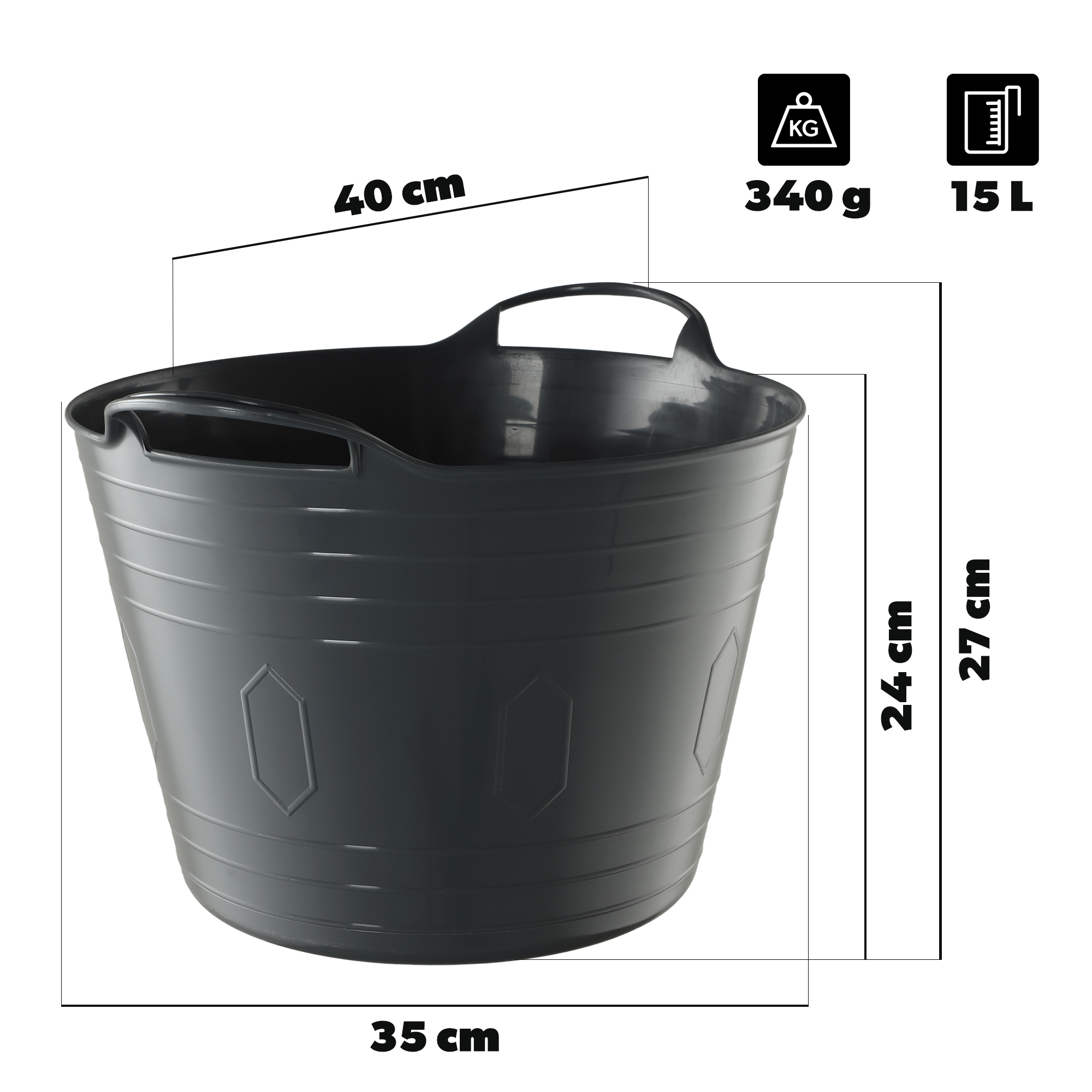 Kosz wielofunkcyjny Filo na pranie 15L ciemny popiel