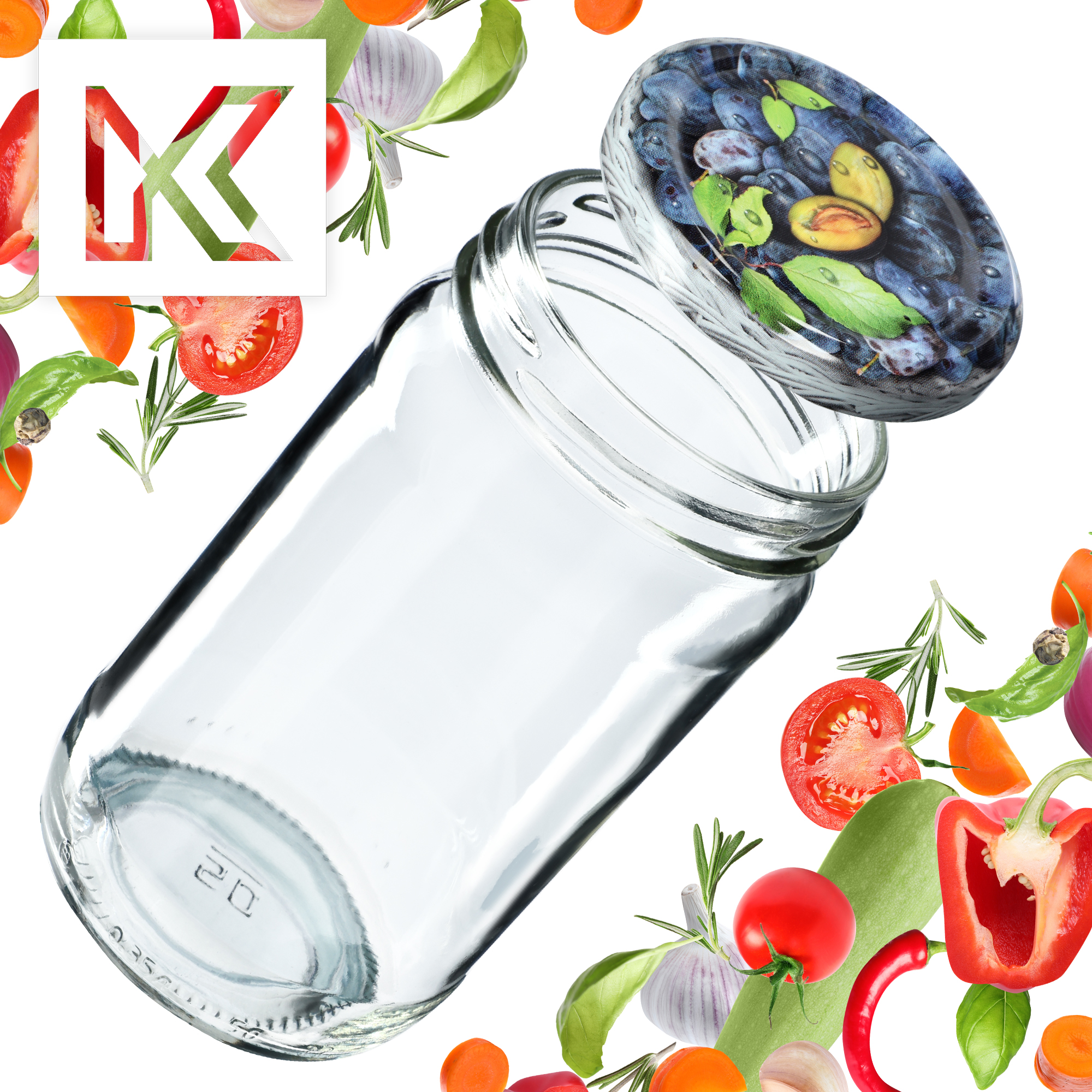 Słoiki na przetwory Gera 350ml fi66mm 20szt + wieczka "Śliwki"