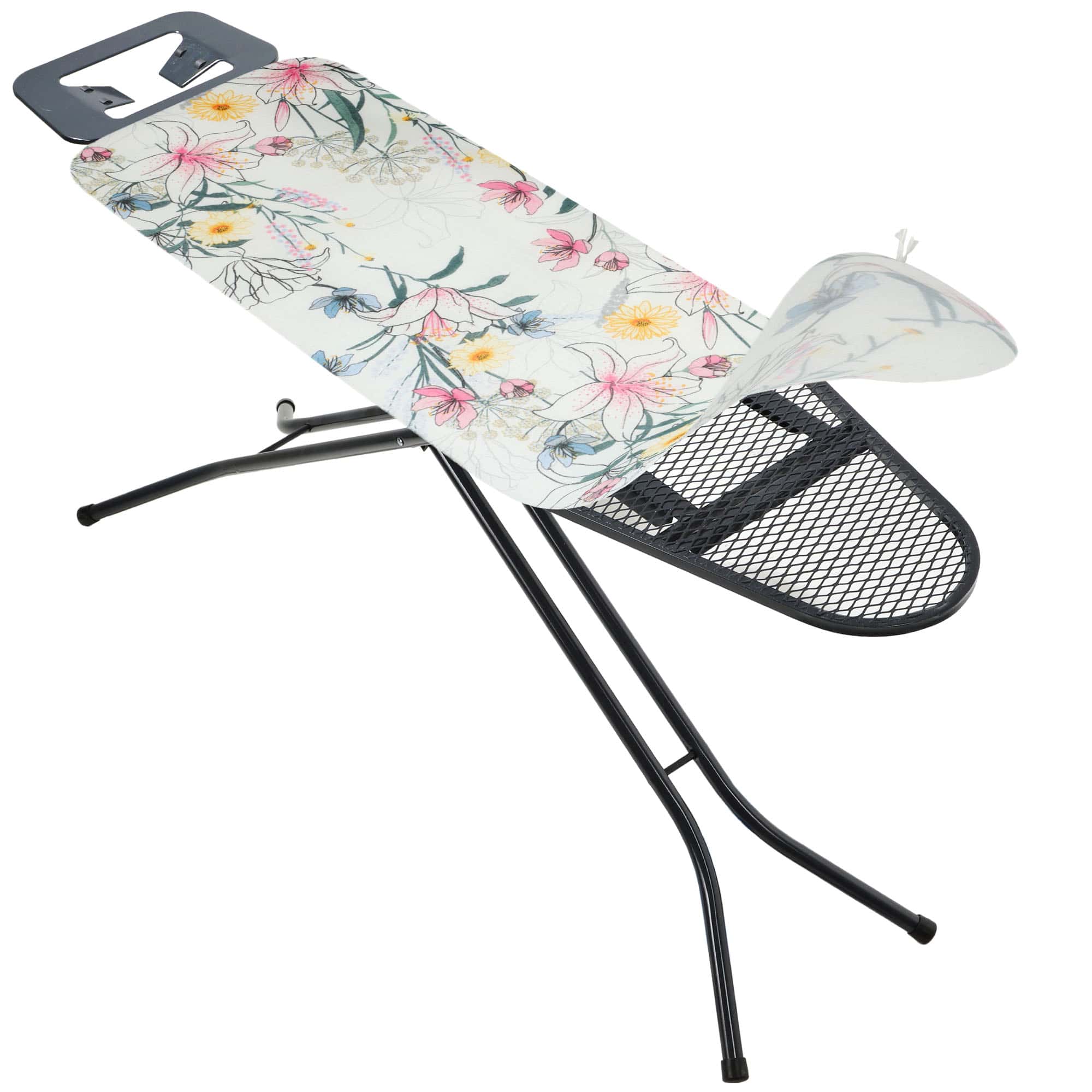 Pokrowiec bawełniany na deskę 127x46cm Silbate kwiaty na białym tle