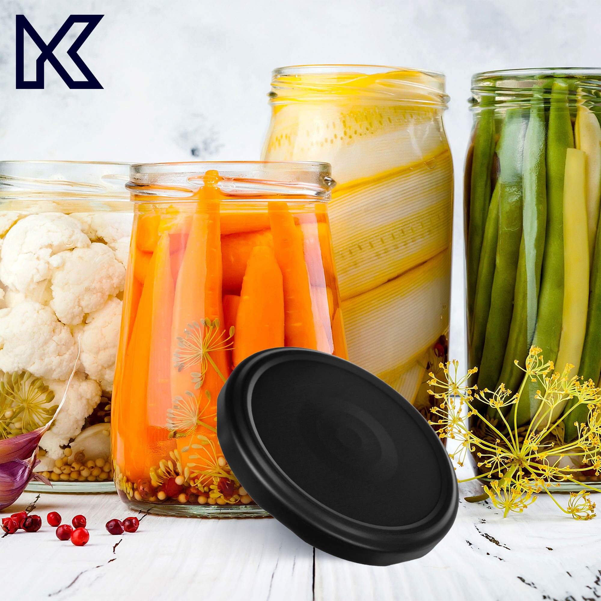 Słoiki na przetwory Denia 250ml 10szt 82mm + wieczko "Czarny mat"