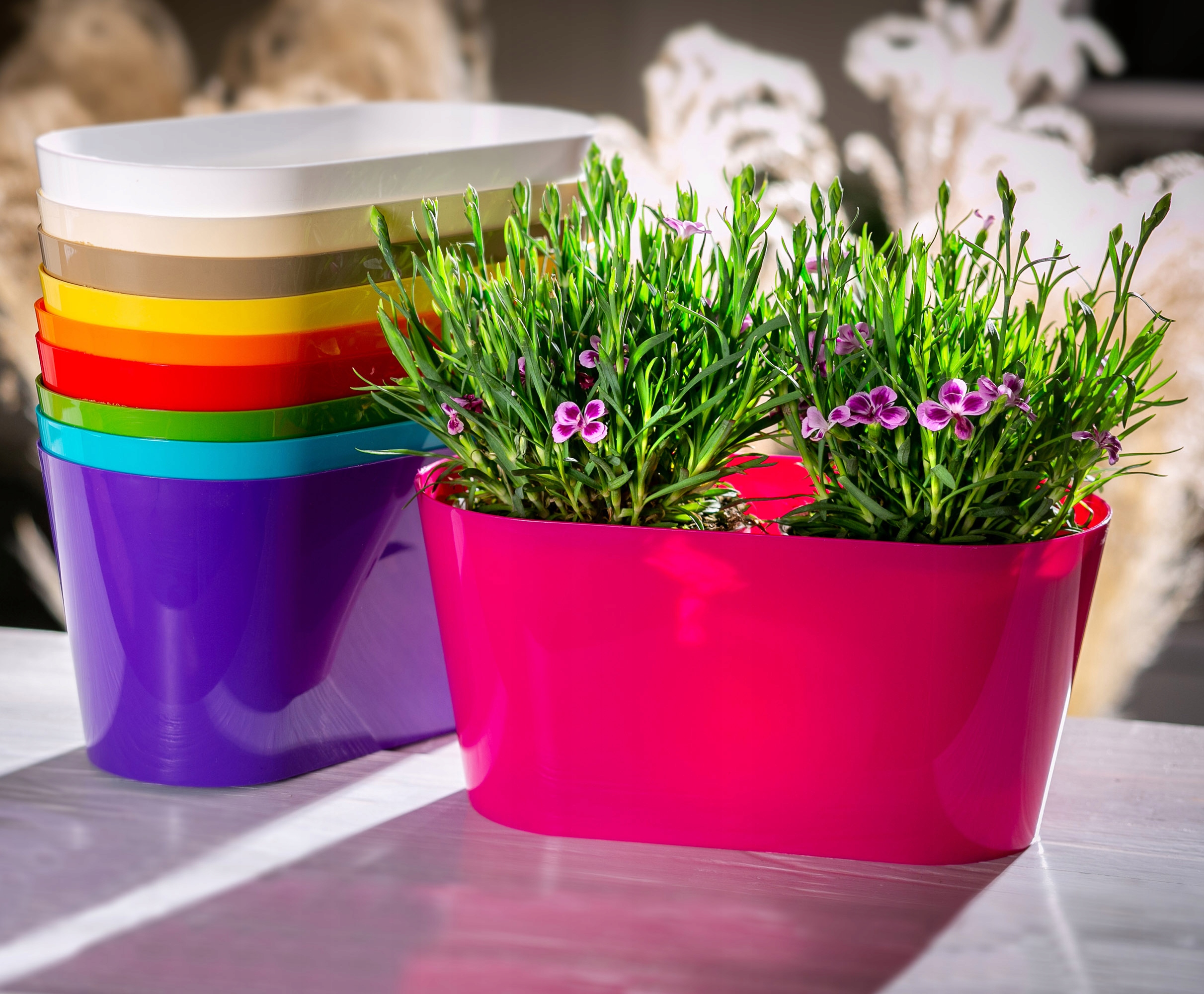 Doniczka na kwiaty owalna Pareti 27 cm, czerwona