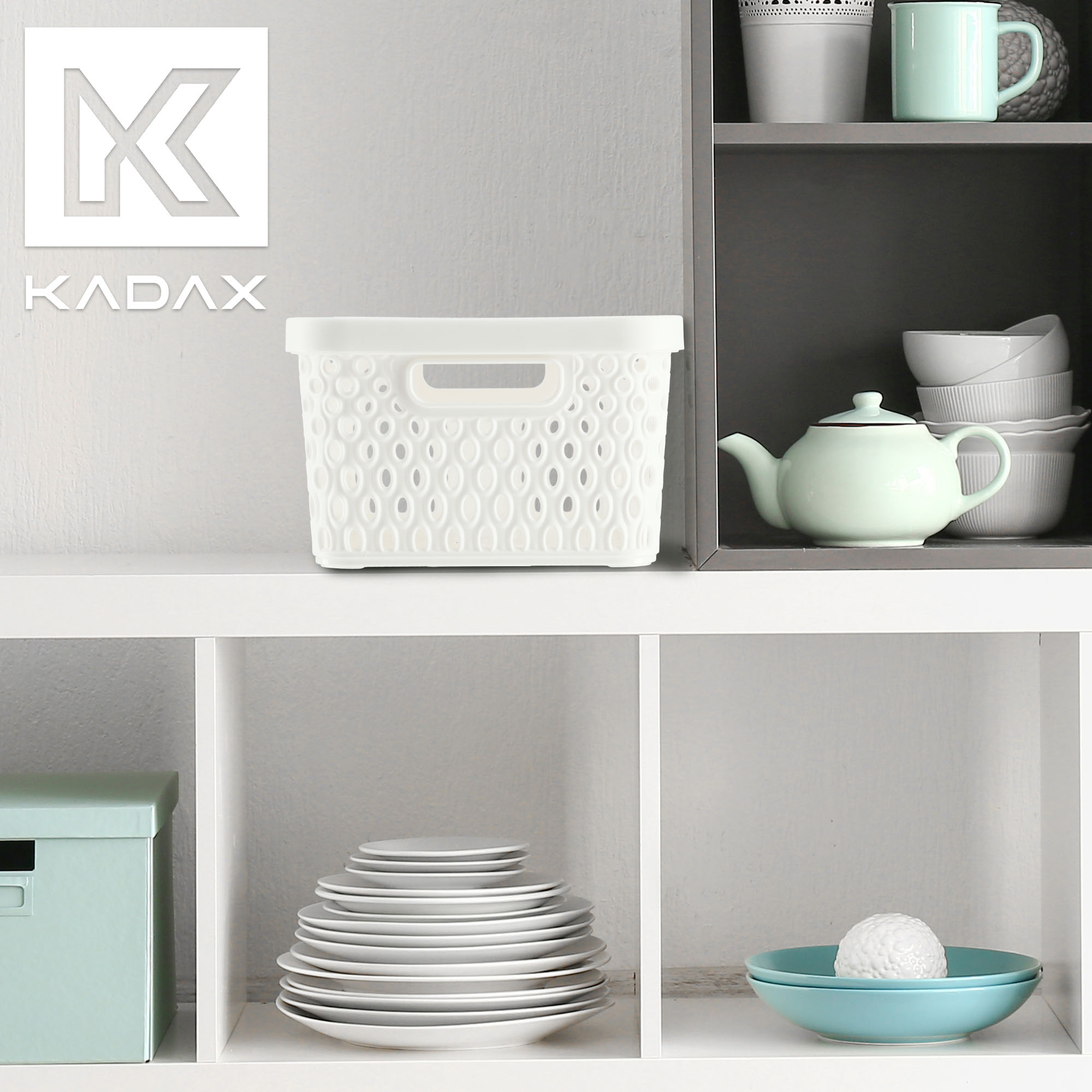 Koszyk z pokrywą do przechowywania Pau 4,5L biały