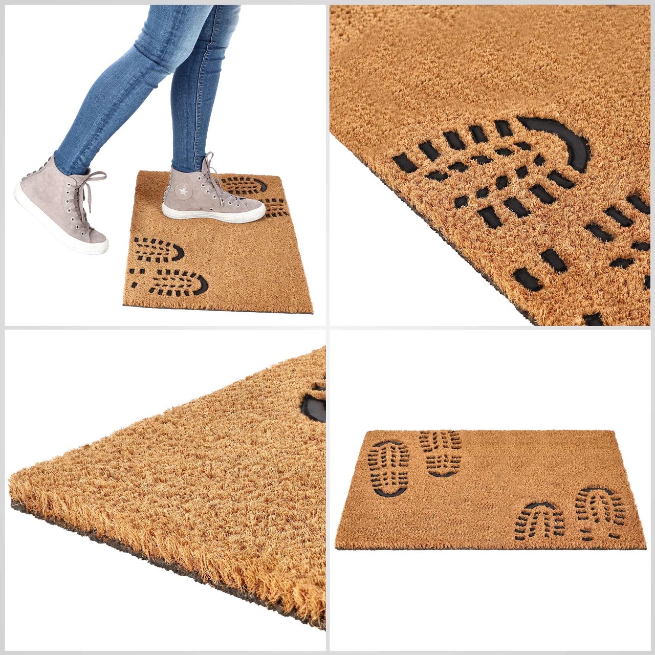 Wycieraczka pod drzwi „Odcisk butów" 60 x 40 cm, brązowa