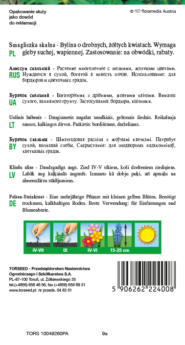 Smagliczka skalna - Alyssum saxatile żółta 0,5g