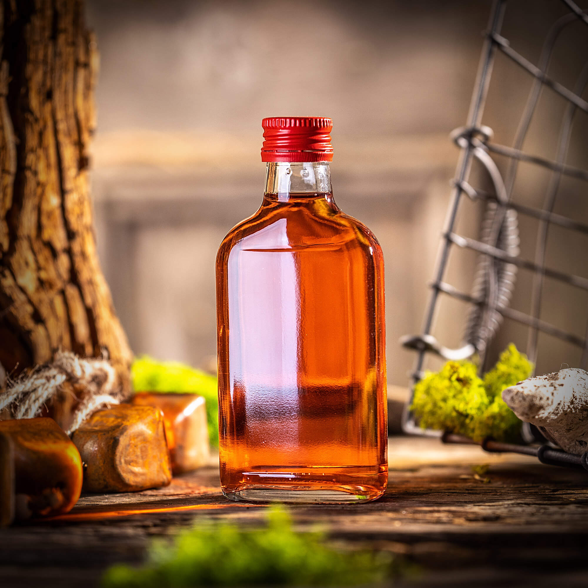 Butelka piersiówka Viane 200ml z czerwoną zakrętką 5 szt.