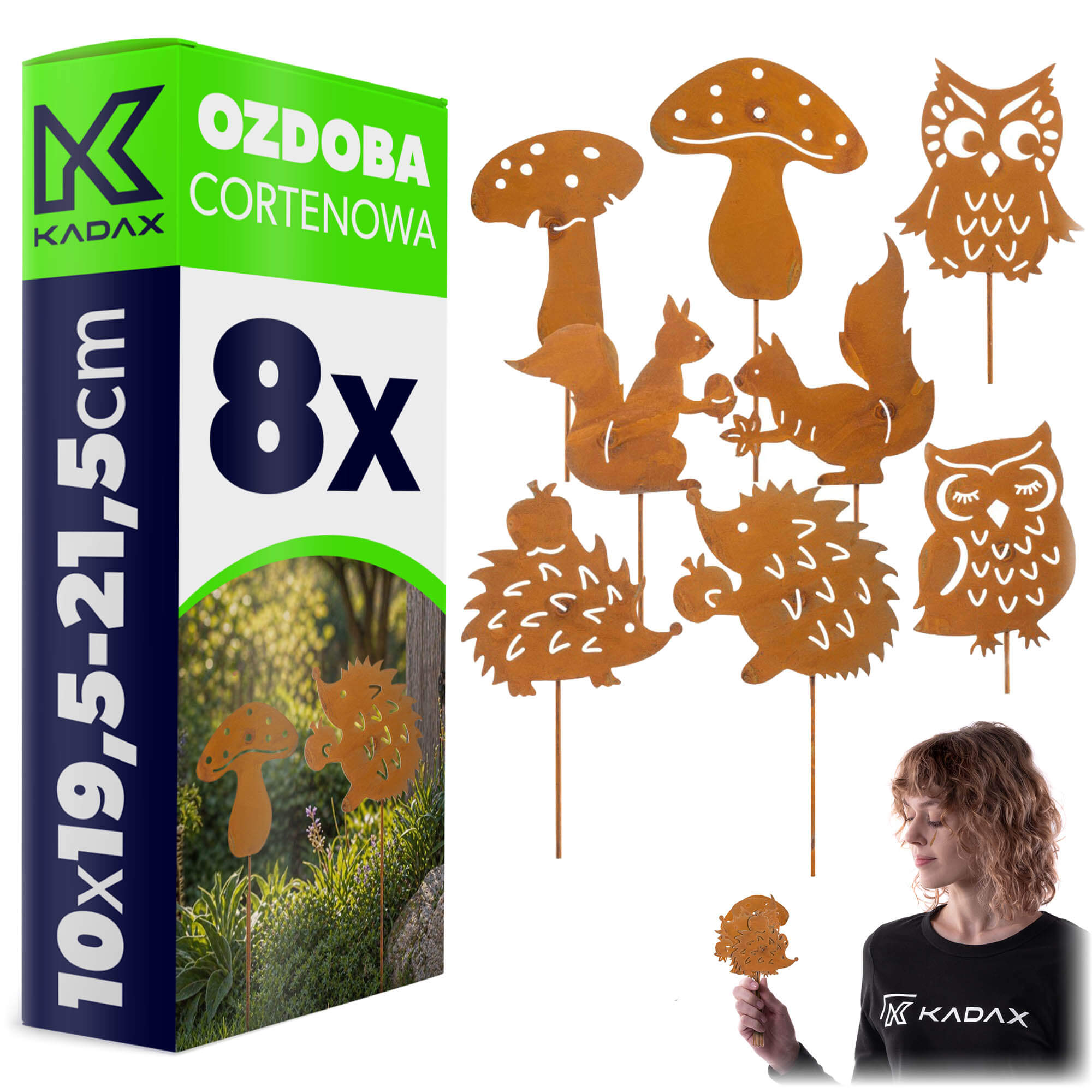 Ozdoba ogrodowa ze stali corten Laborde las 10 x 19.5-21.5 cm 8 szt.