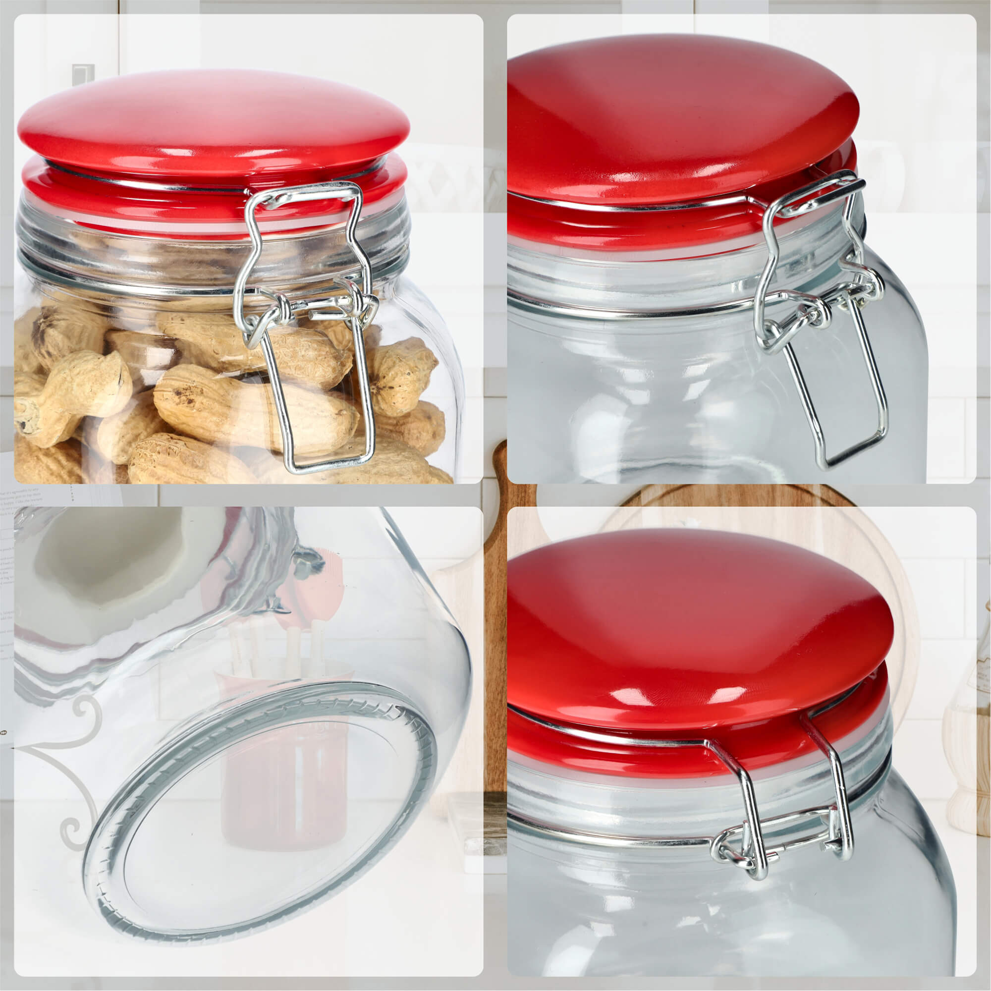 Słoik hermetyczny z ceramiczną pokrywą 1L czerwony