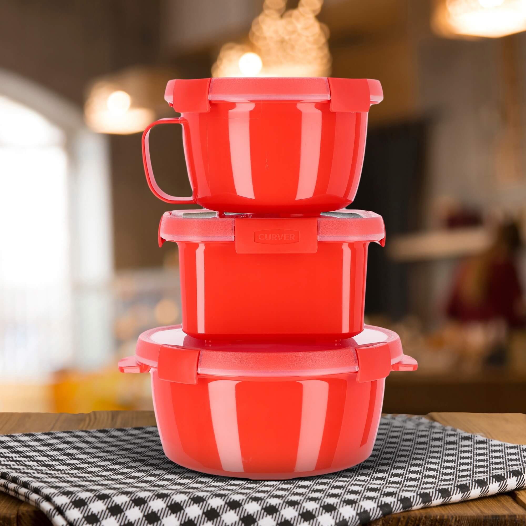 Pojemnik na żywność 1.1L Curver Steamer, czerwony