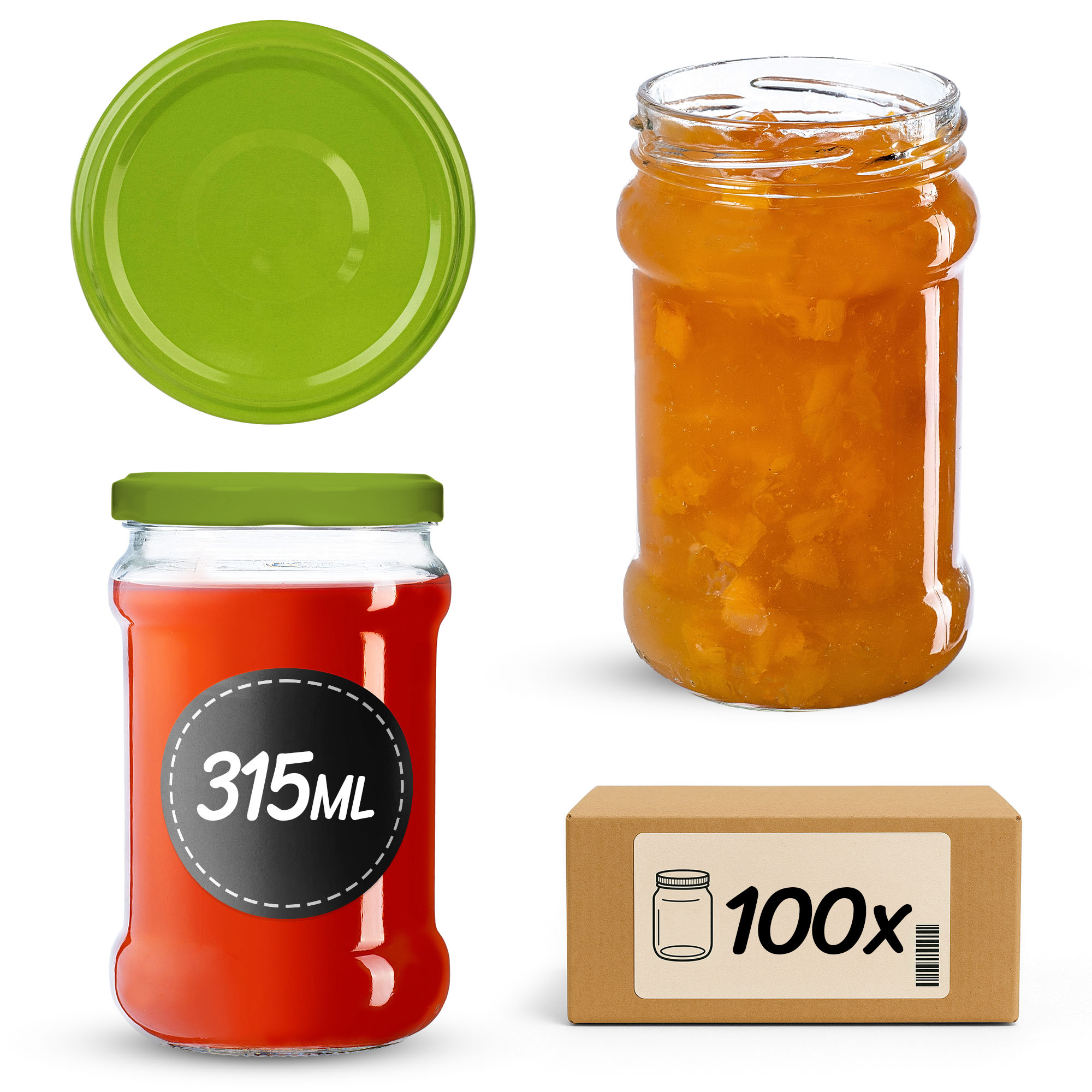 Słoiki na przetwory Seno 315ml fi66mm 100szt + wieczko Jasna zieleń