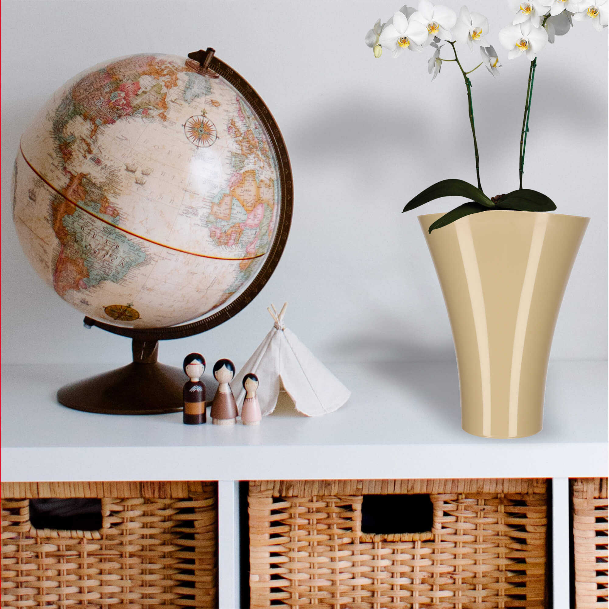 Doniczka na kwiaty Meria 17 cm, beżowa