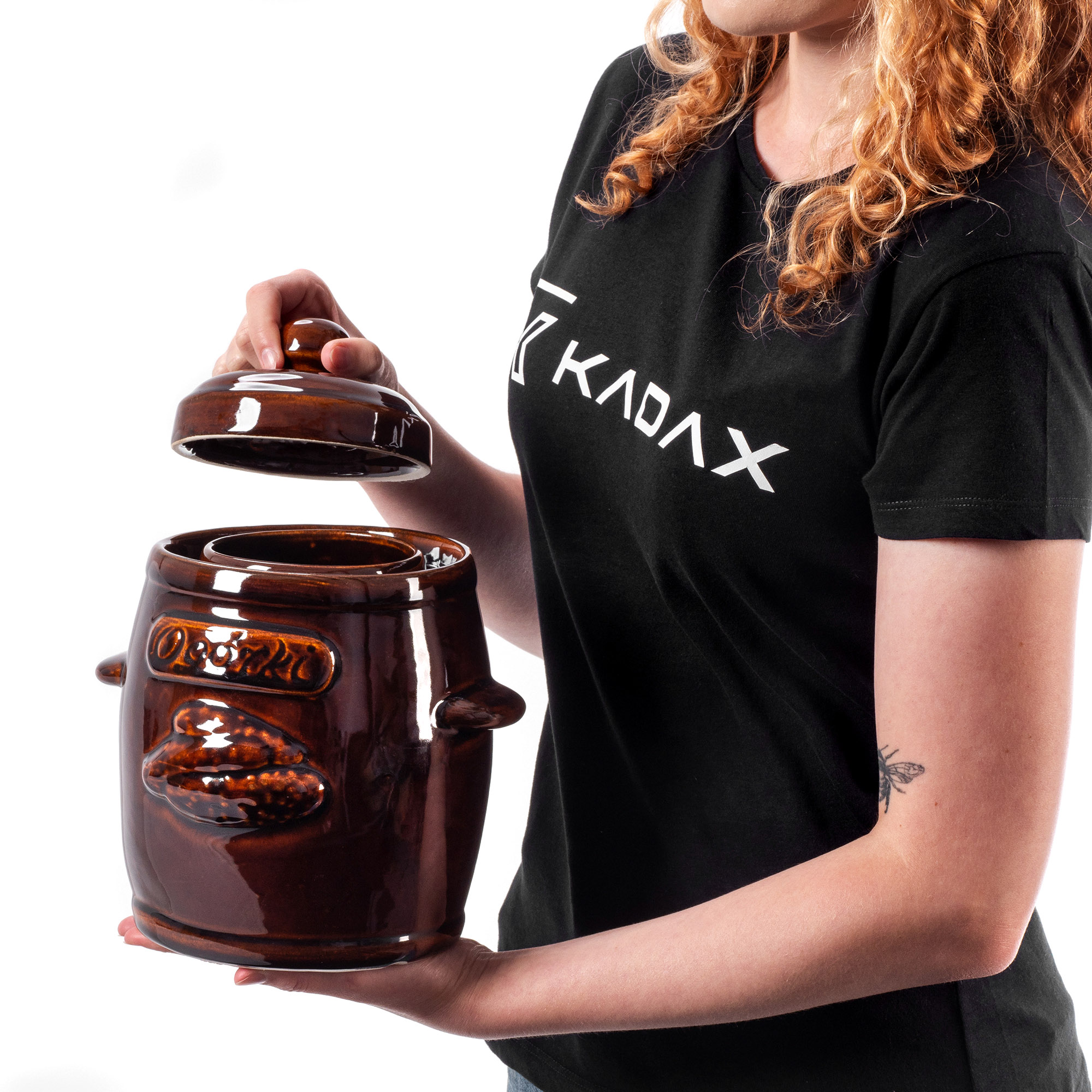 Beczka kamionkowa Helios 5L, na ogórki z pokrywką